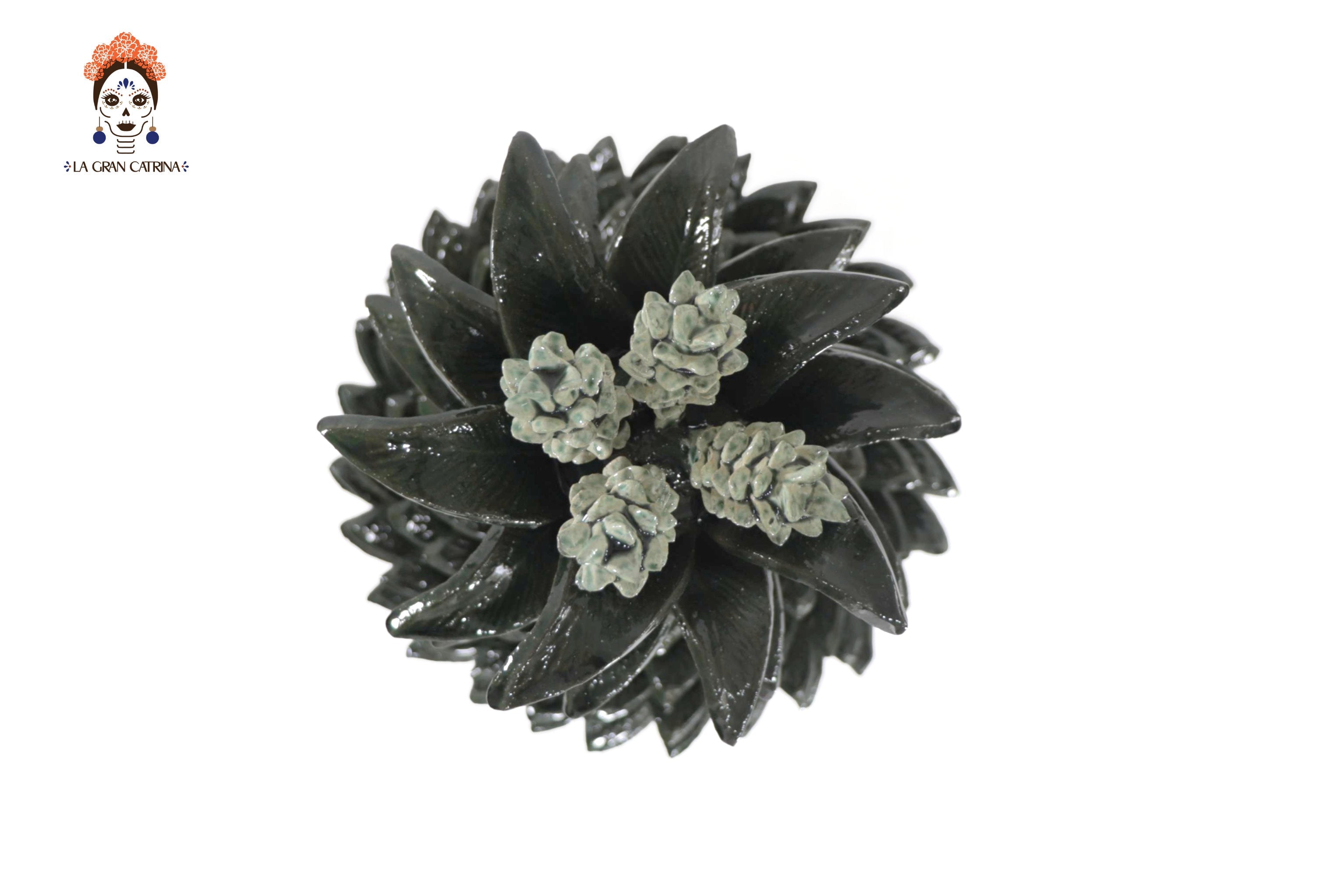 Dark Green Pineapple with Leaves of curved lid - 20 in. Juan Gtz