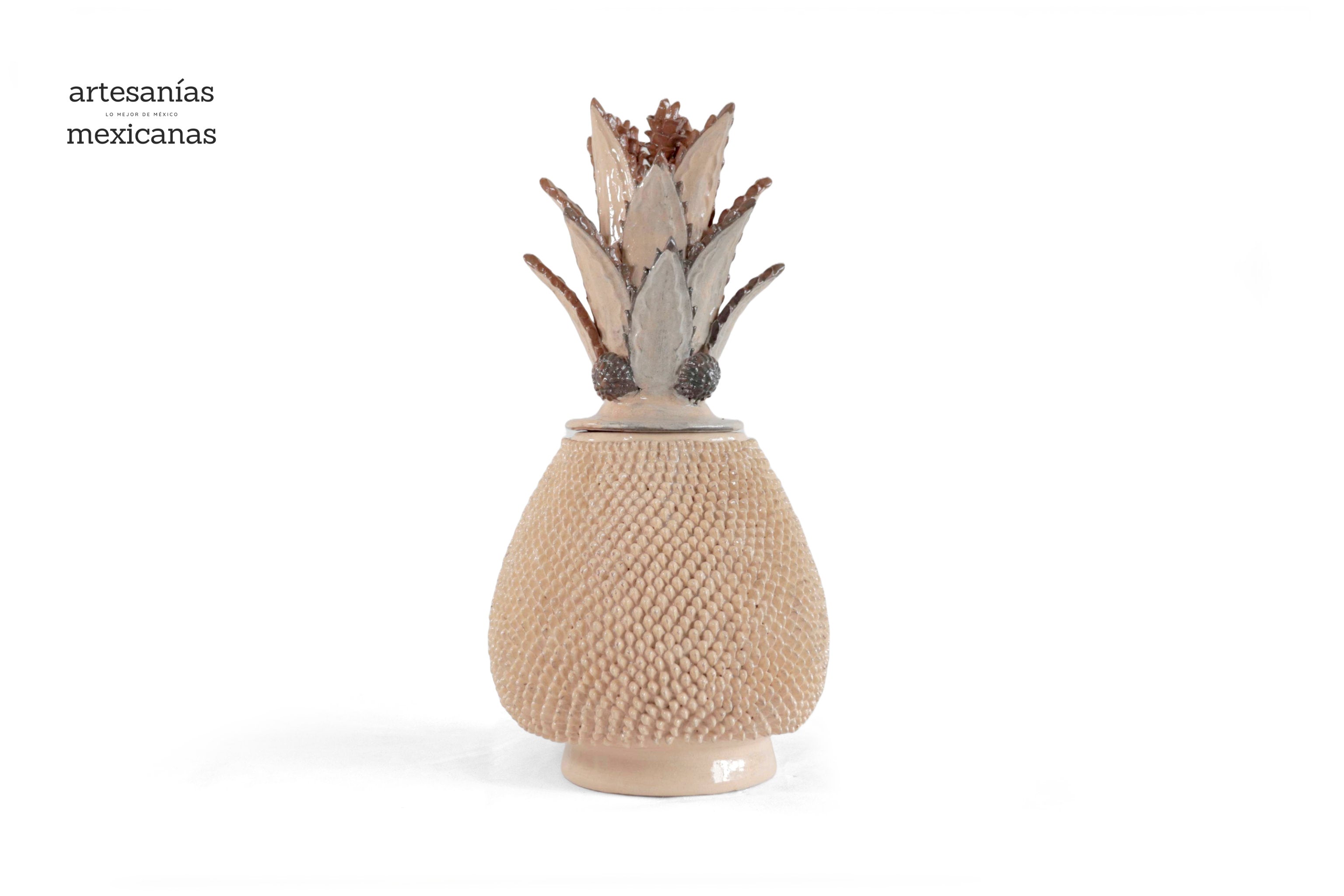 Michoacán Clay Pineapple - Beige with spikes - 19 in. - in. Production Juan Gtz