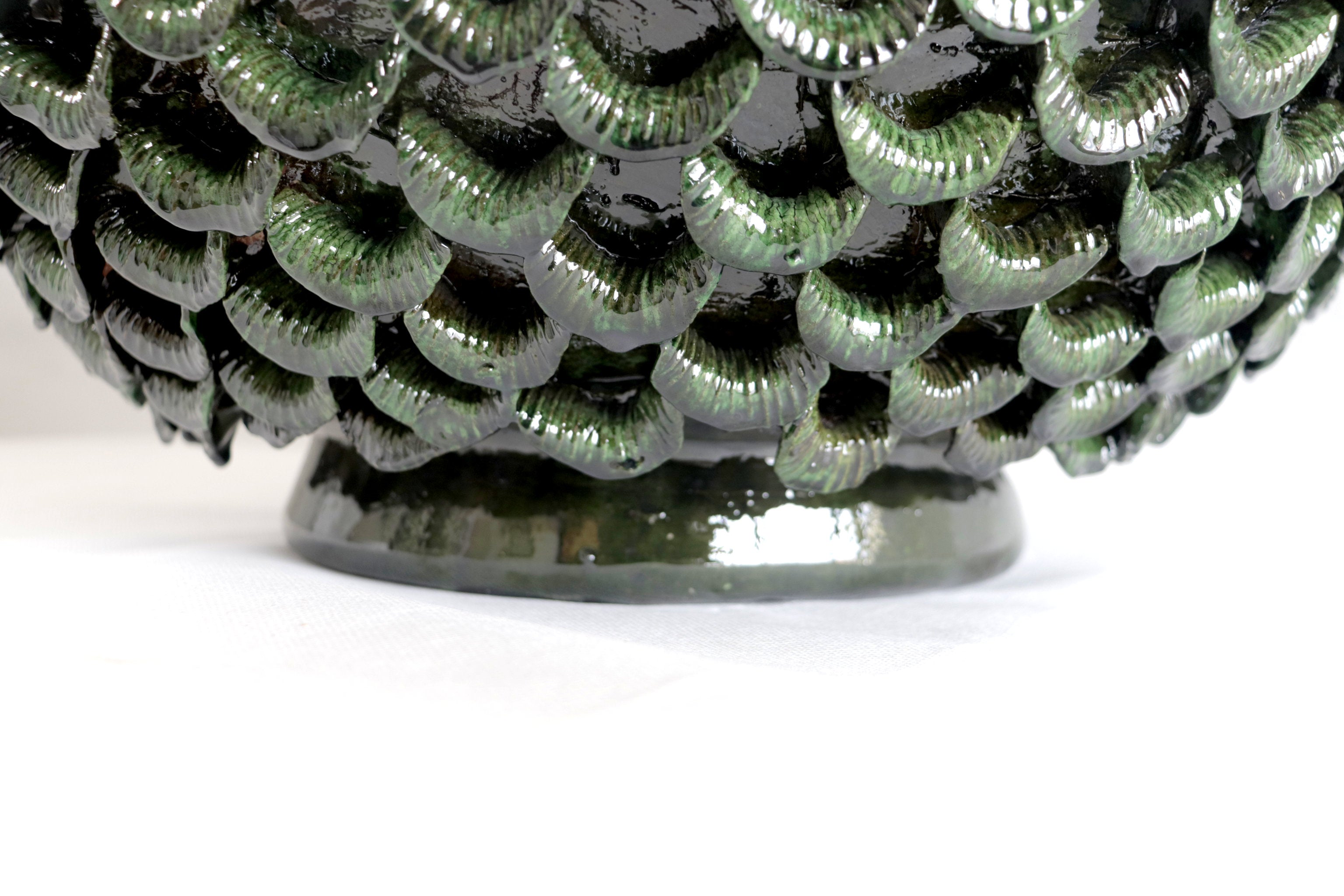 Pineapple platillo 22.8 in. petals Green glazed clay - 23 in.- Made to Order Chema SJG