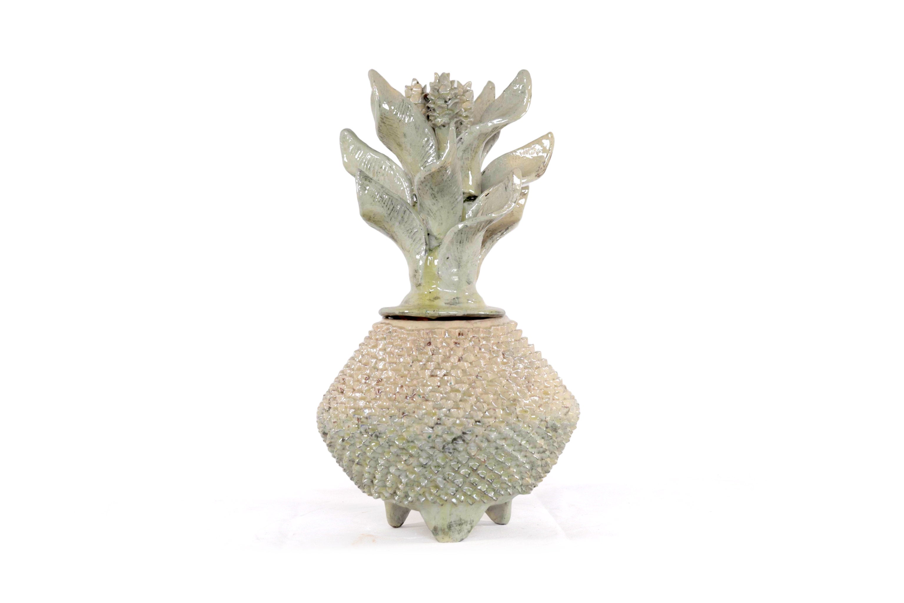 Pineapple of platillo with Spikes beige with Wavy Lid - 16 in. - Made to Order Juan Gtz