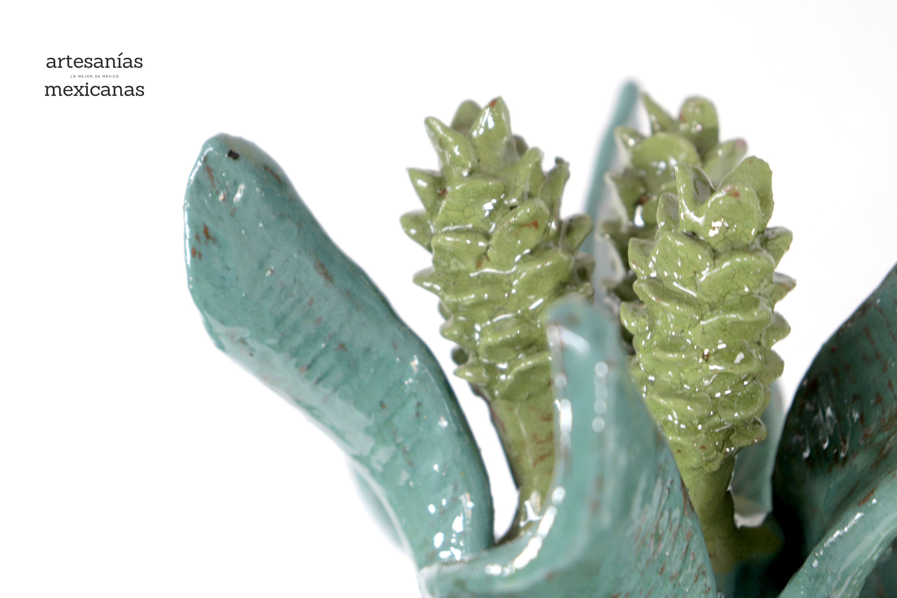 Barrel Cactus Pineapple turquoise with Olive - 18.8 in. - Made to Order Juan Gtz