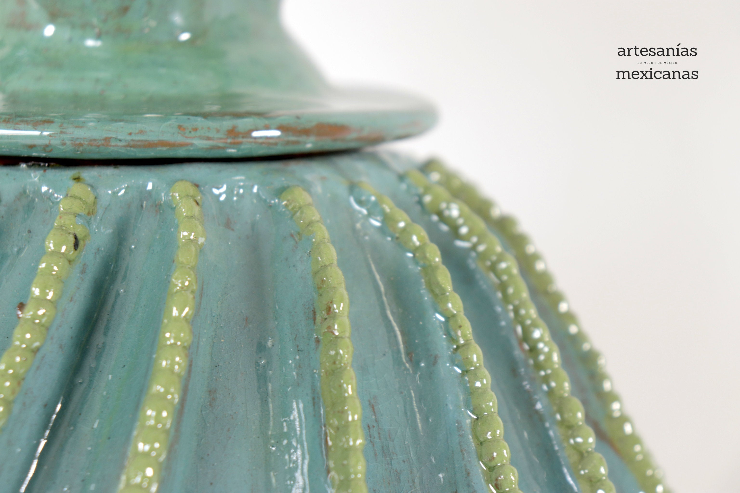 Barrel Cactus Pineapple turquoise with Olive - 18.8 in. - Made to Order Juan Gtz