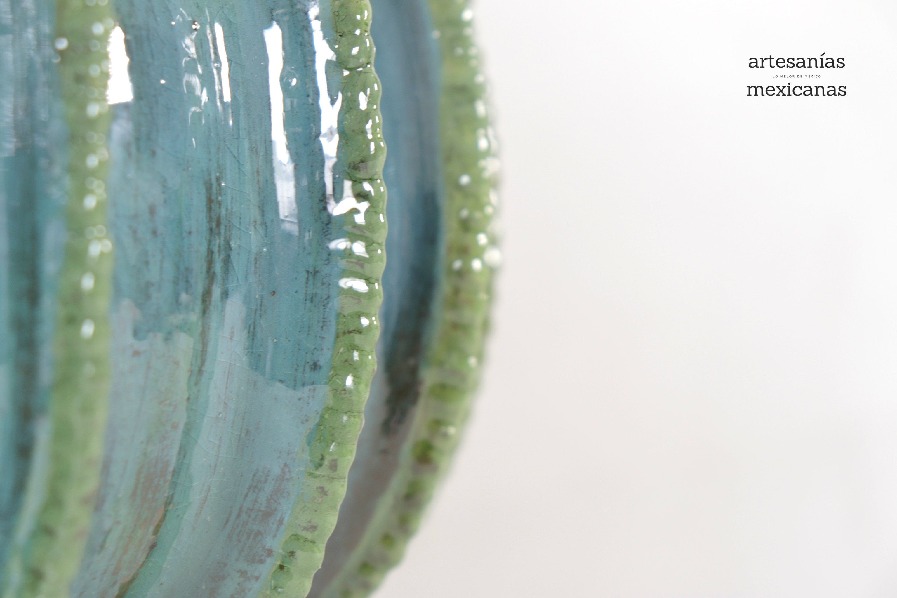 Barrel Cactus Pineapple turquoise with Olive - 18.8 in. - Made to Order Juan Gtz
