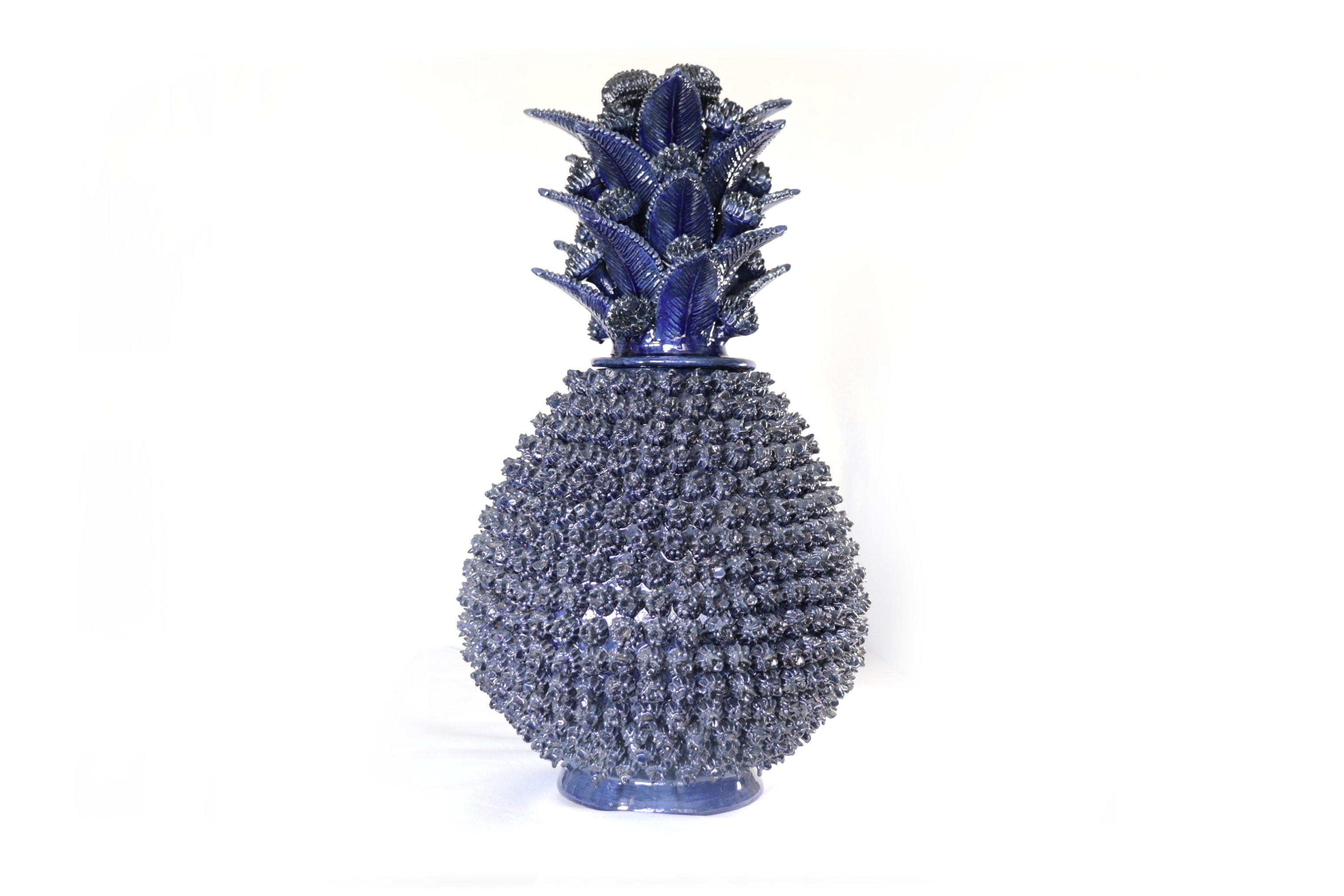 Michoacán Clay Pineapple - Blue Contest with Small Flowers - 27.1 in. Celia SJG