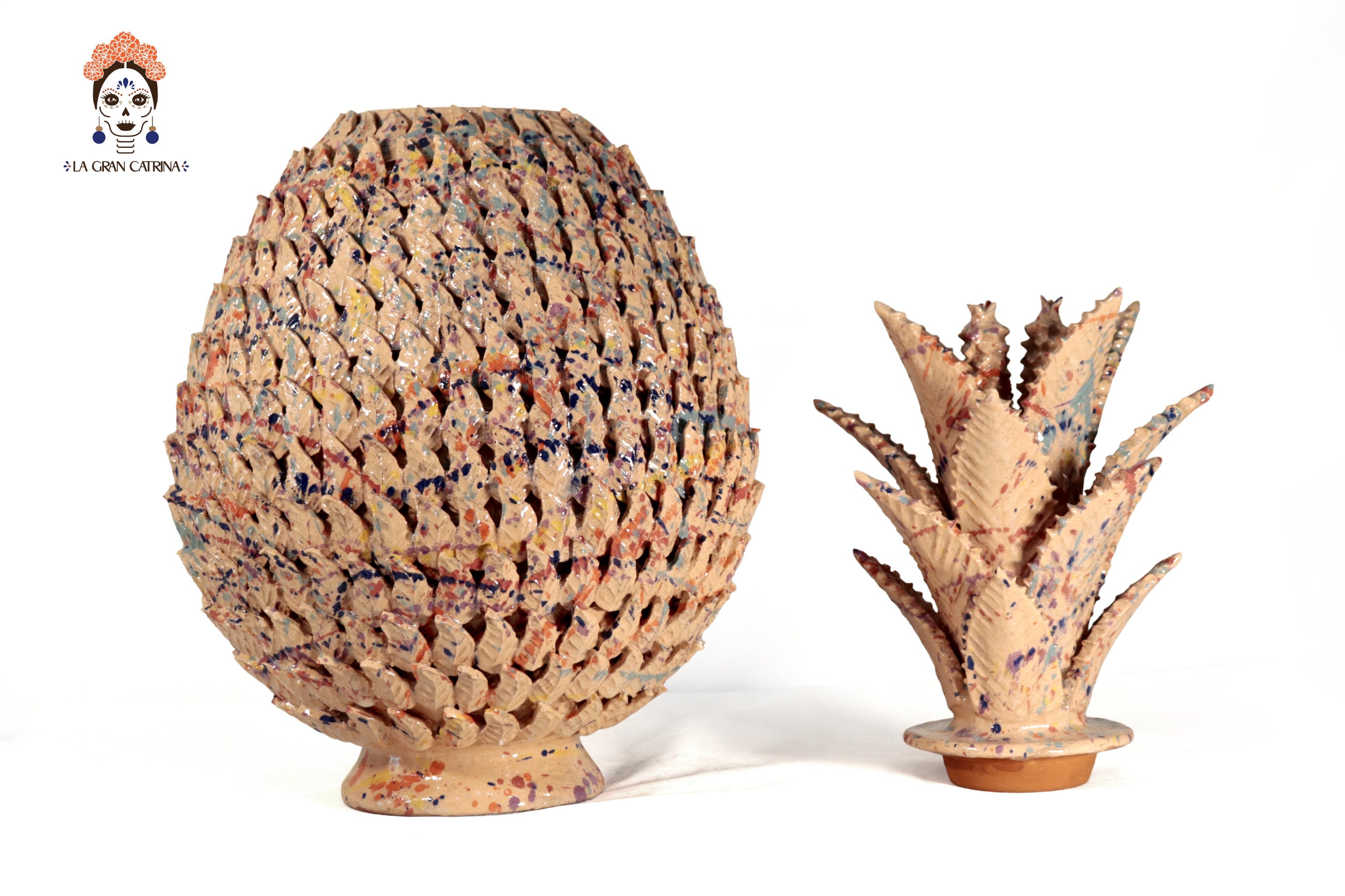 Michoacán Clay Pineapple - 26 in. - -Splashed Juan Gtz