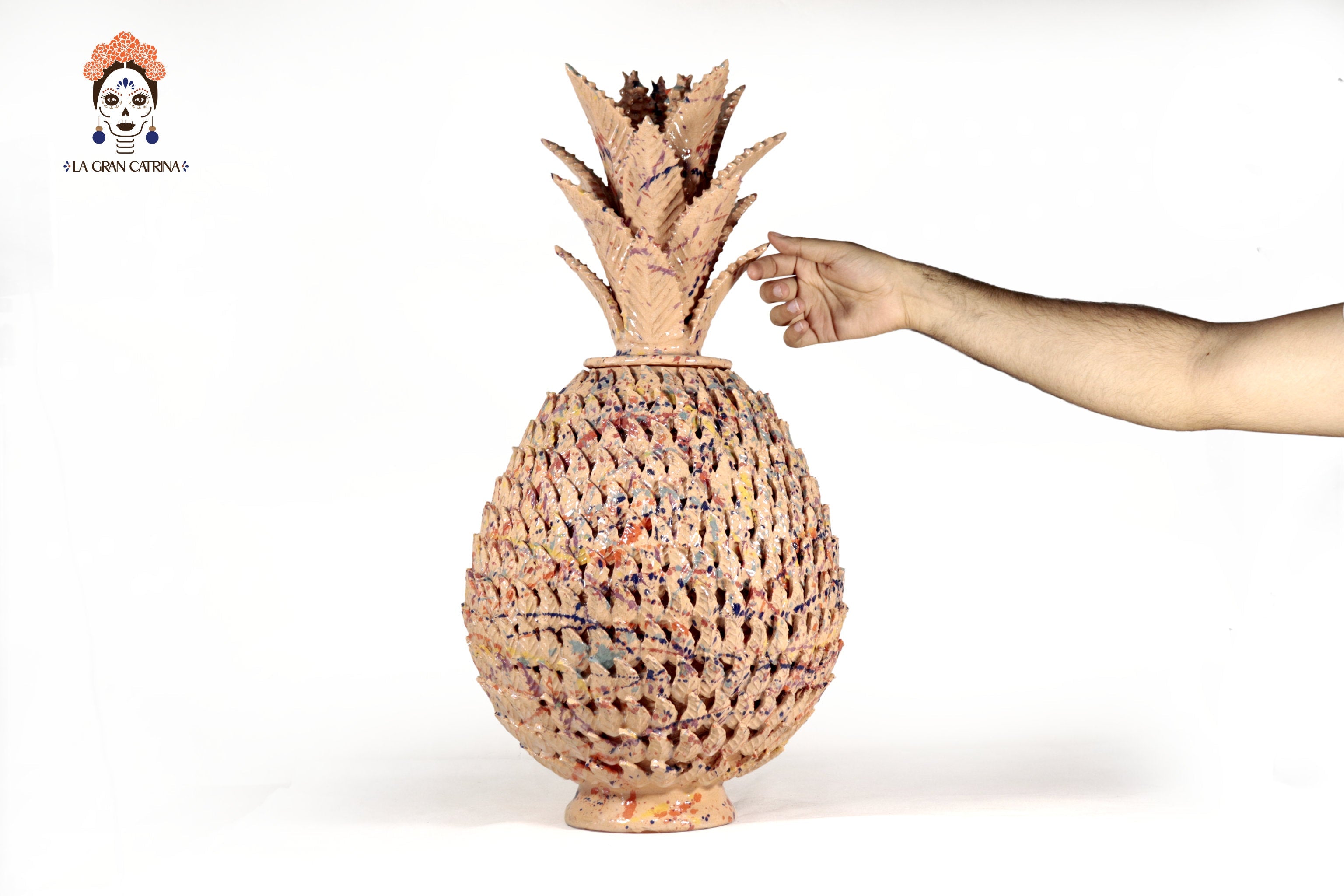 Michoacán Clay Pineapple - 26 in. - -Splashed Juan Gtz