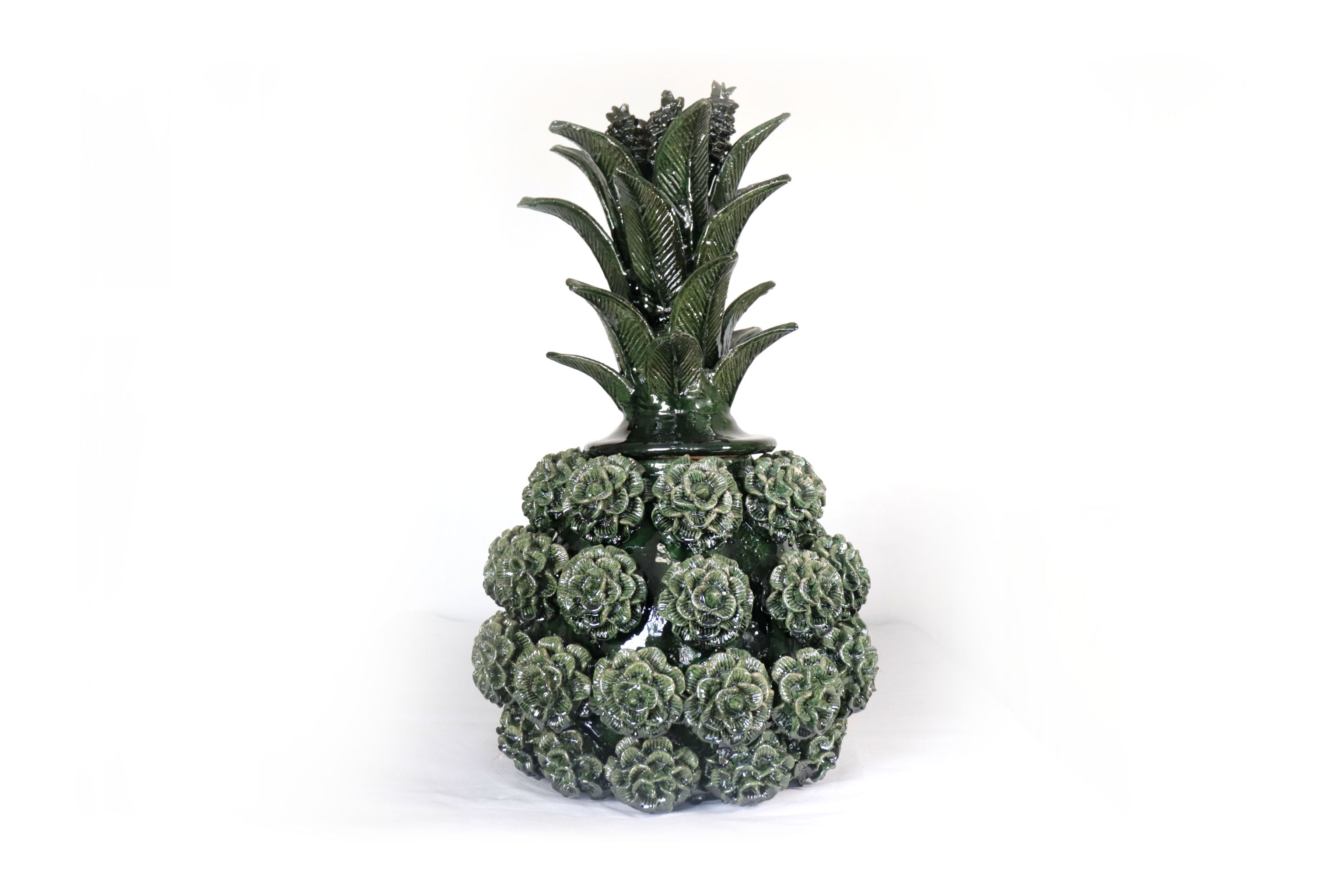 Michoacán Clay Pineapple - Green with Roses - 20.8 in. - Made to Order Celia SJG
