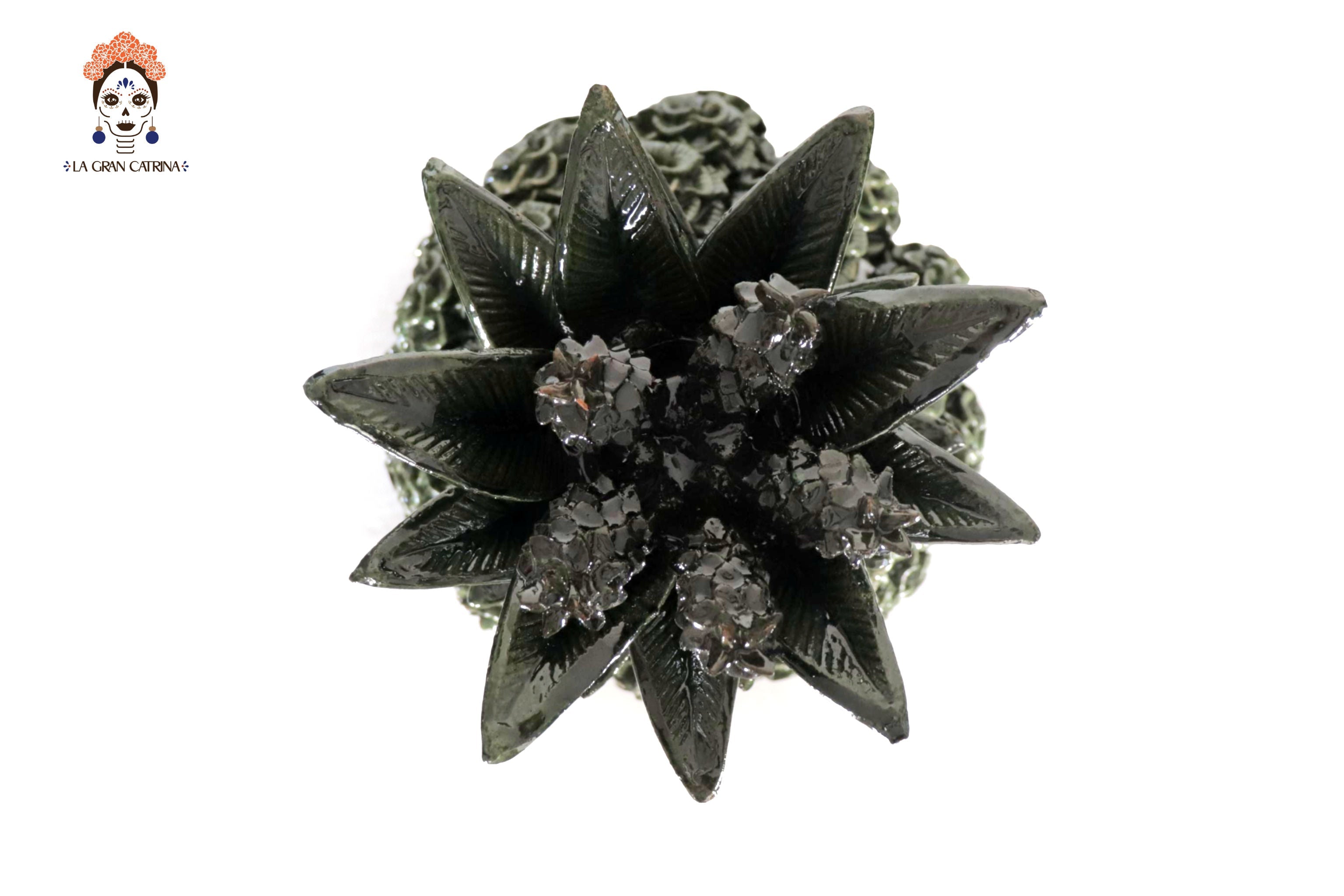 Michoacán Clay Pineapple - Green with Roses - 20.8 in. - Made to Order Celia SJG