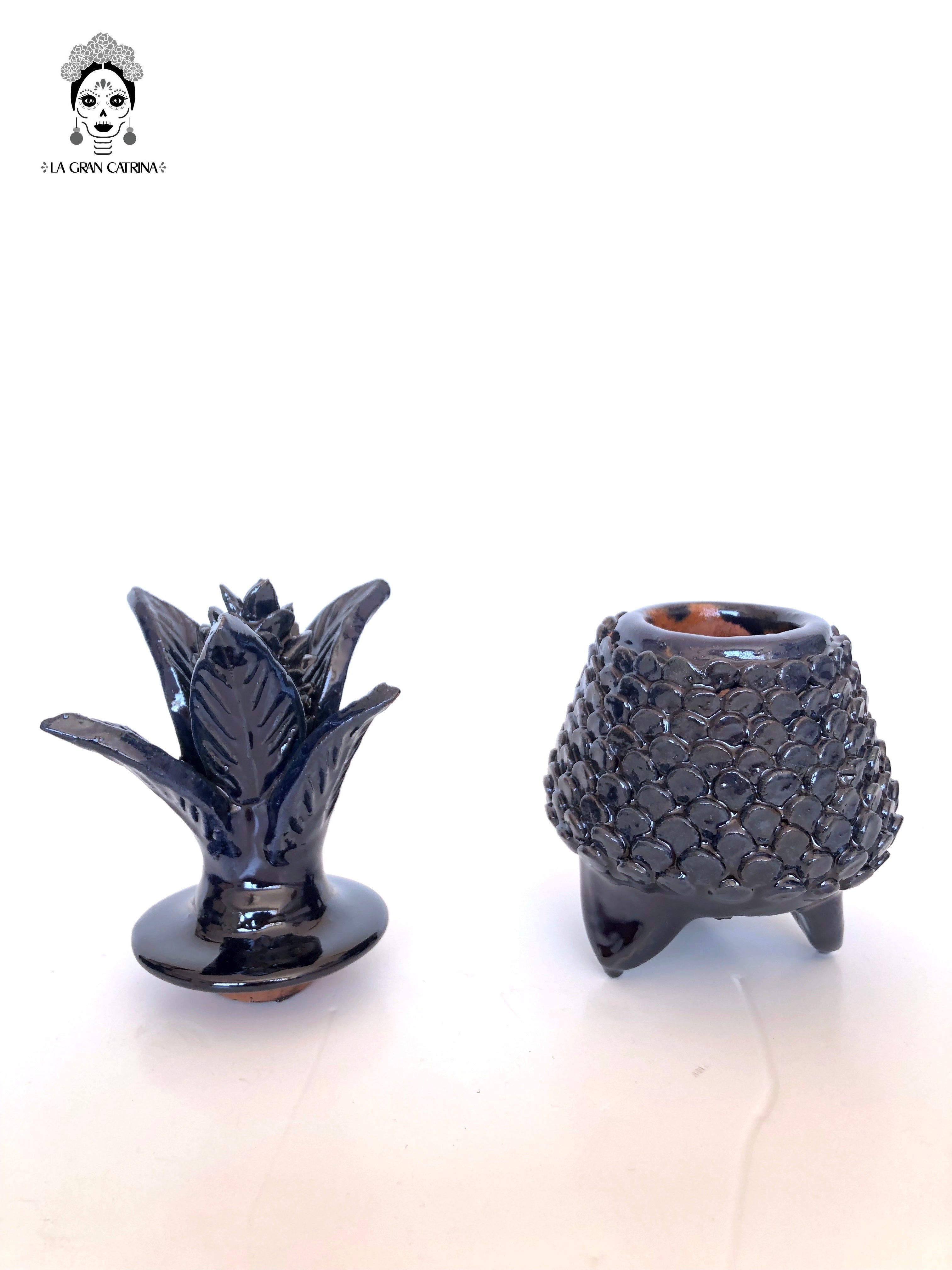 Michoacán Clay Pineapple - Small Dots Blue - 7.7 in. - Made to Order Juan Gtz