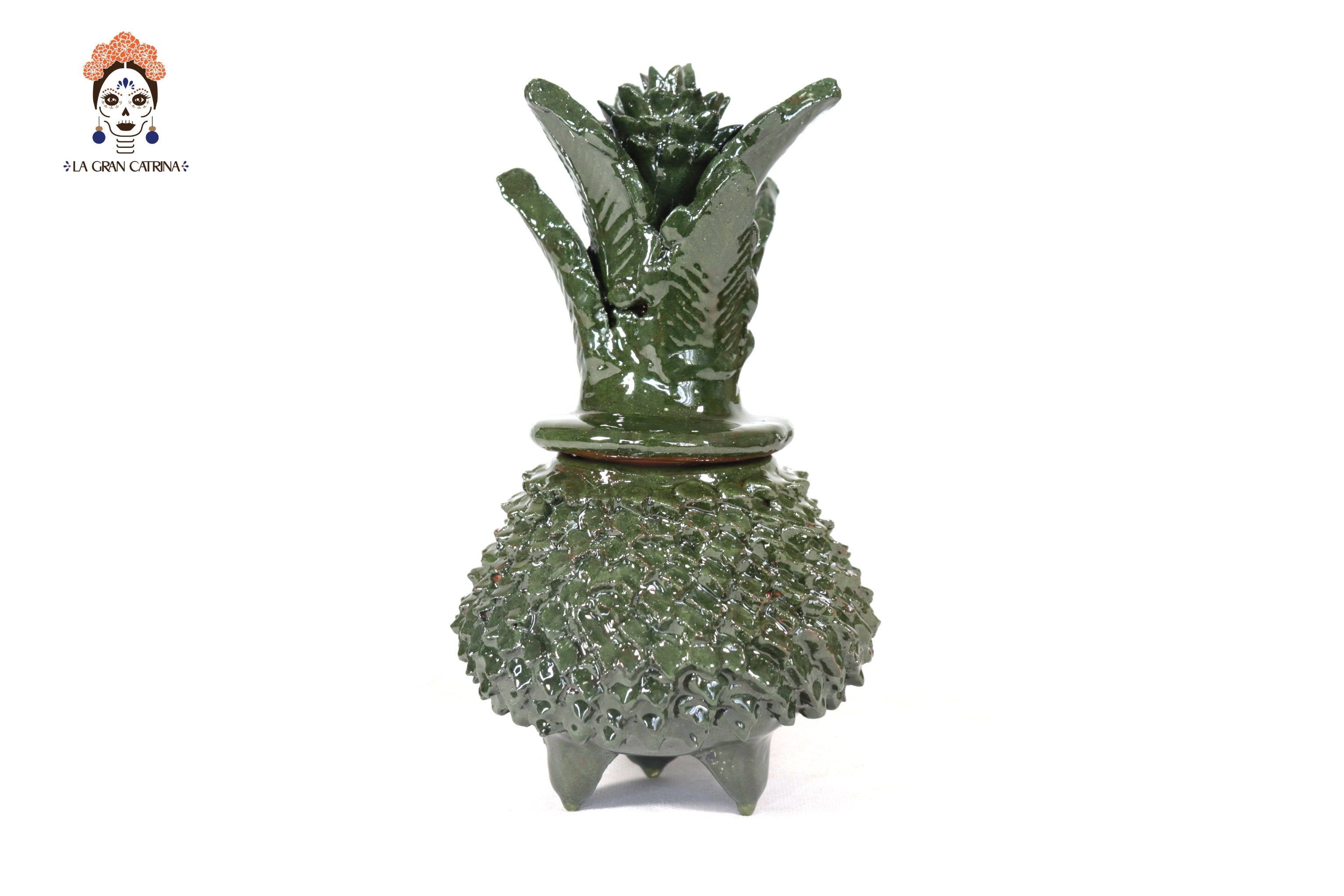 Glazed Clay Pineapple - Spikes Green - 7.7 in. Juan Gtz