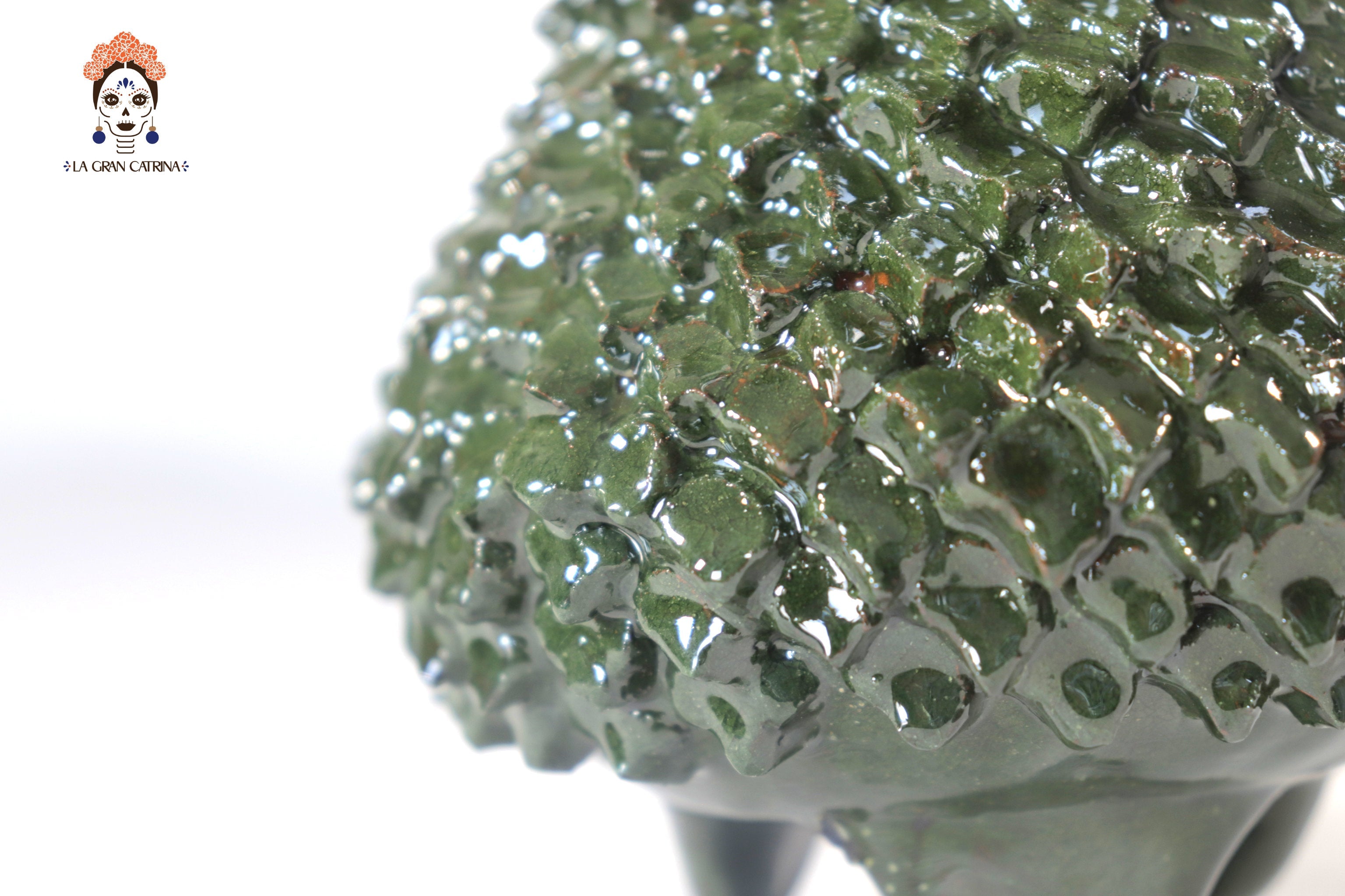 Glazed Clay Pineapple - Spikes Green - 7.7 in. Juan Gtz