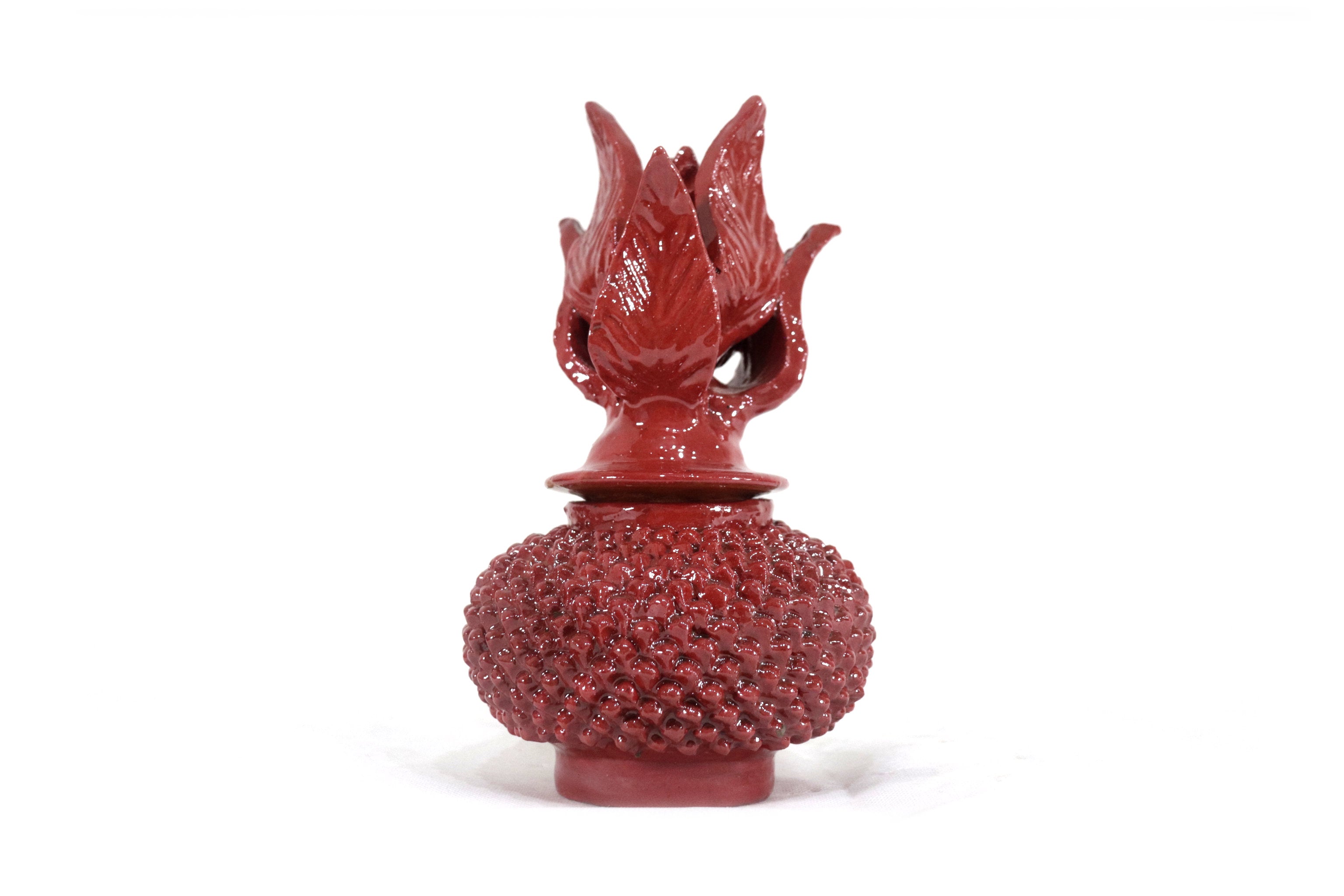 Red Pineapple with Spikes Glazed Clay - 8.6 in. Juan Gtz