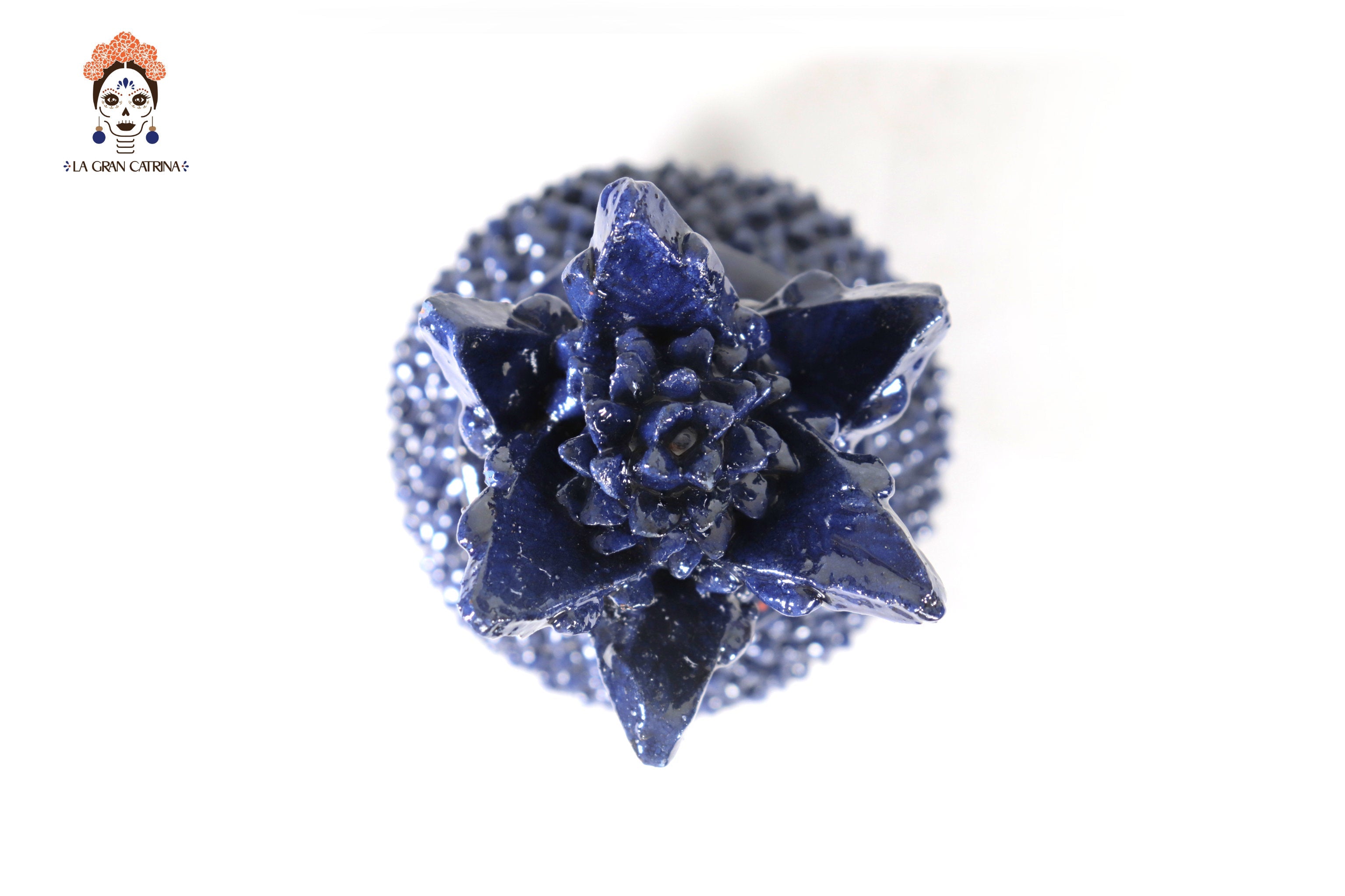 Michoacán Clay Pineapple - Spikes Blue - 7.7 in. Juan Gtz