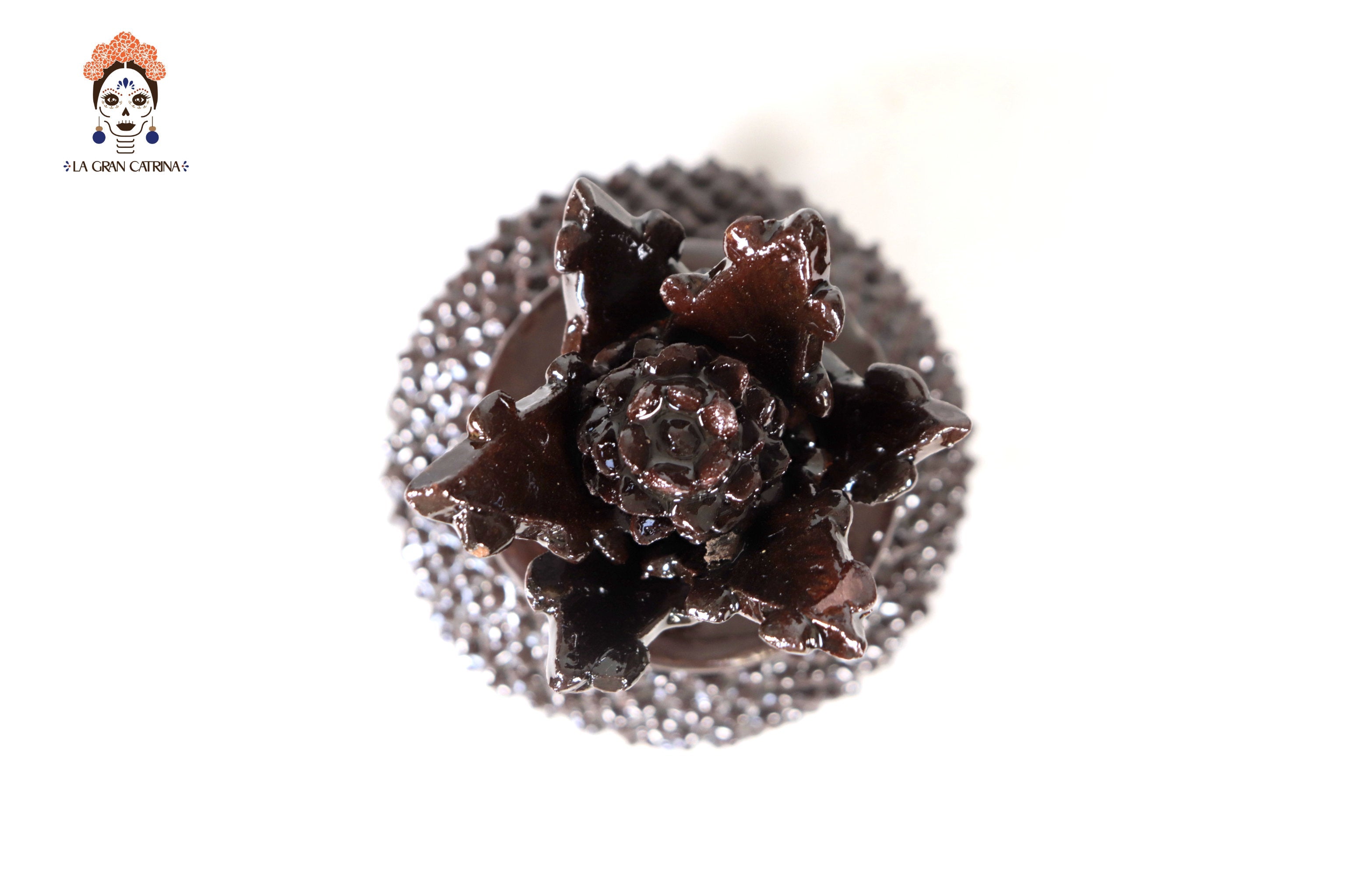 Brown Pineapple of dotted glazed clay - 7.7 in. Juan Gtz