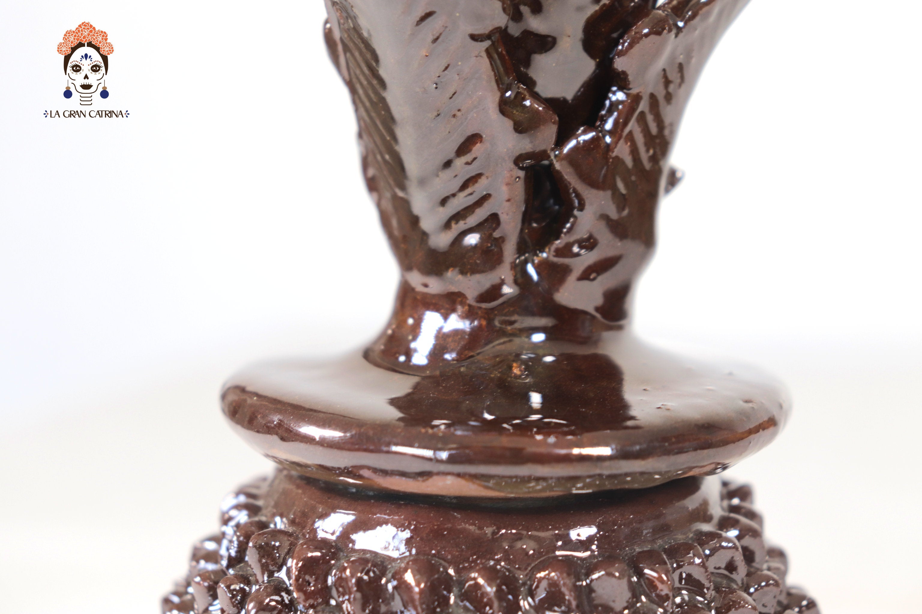 Brown Pineapple of dotted glazed clay - 7.7 in. Juan Gtz