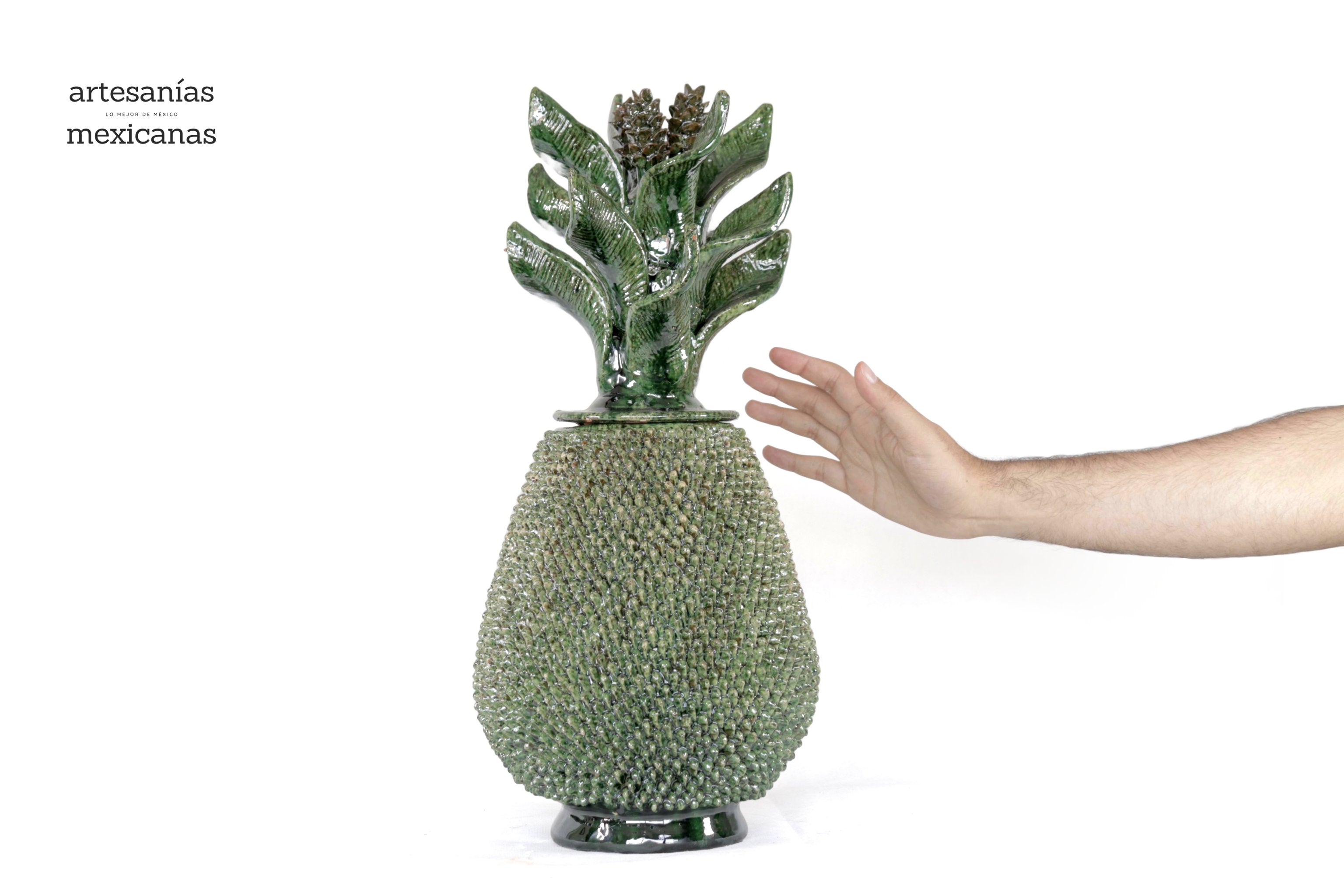 Pineapple with Spikes Green Wavy Lid - 20 in. - Made to Order Juan Gtz