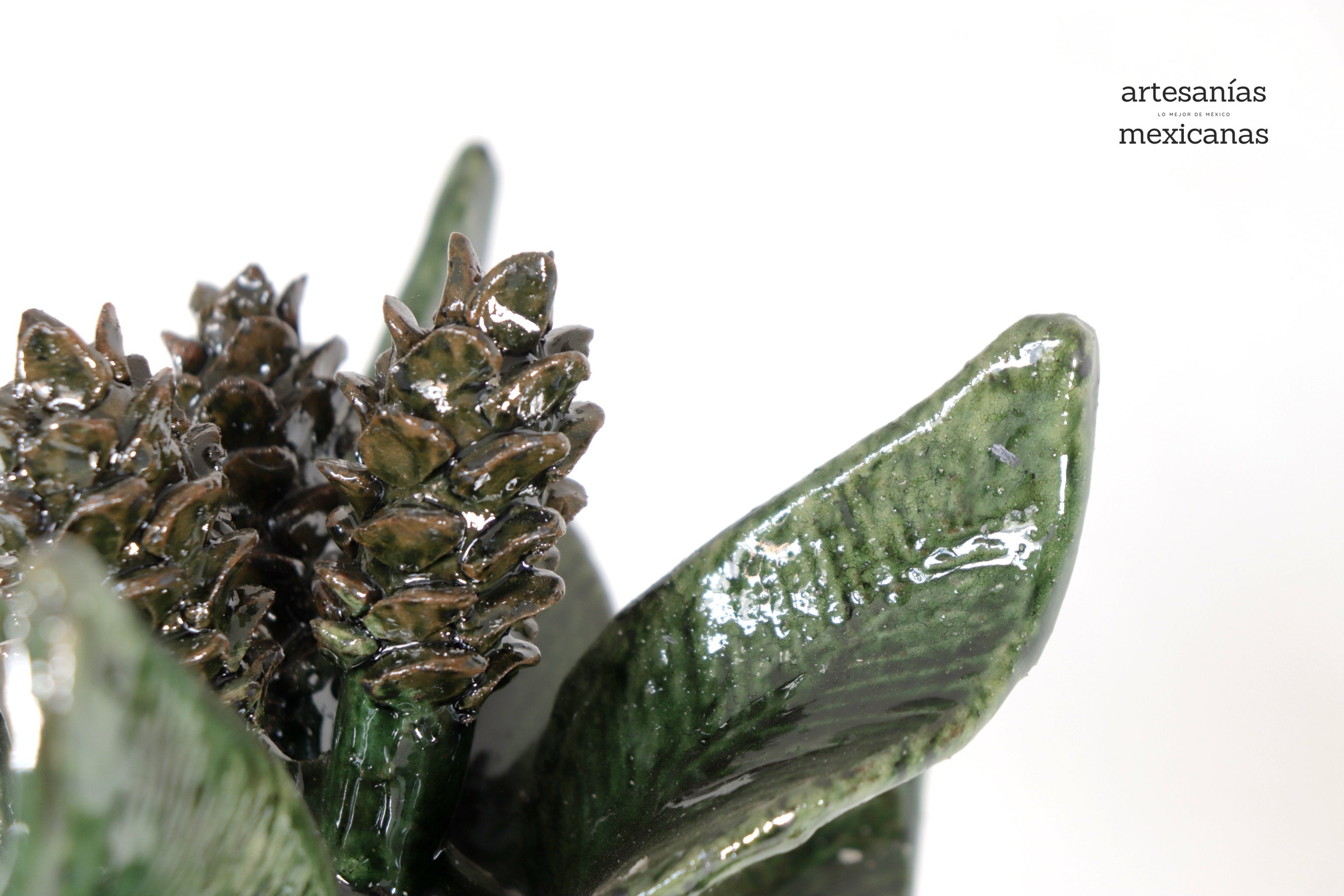 Pineapple with Spikes Green Wavy Lid - 20 in. - Made to Order Juan Gtz