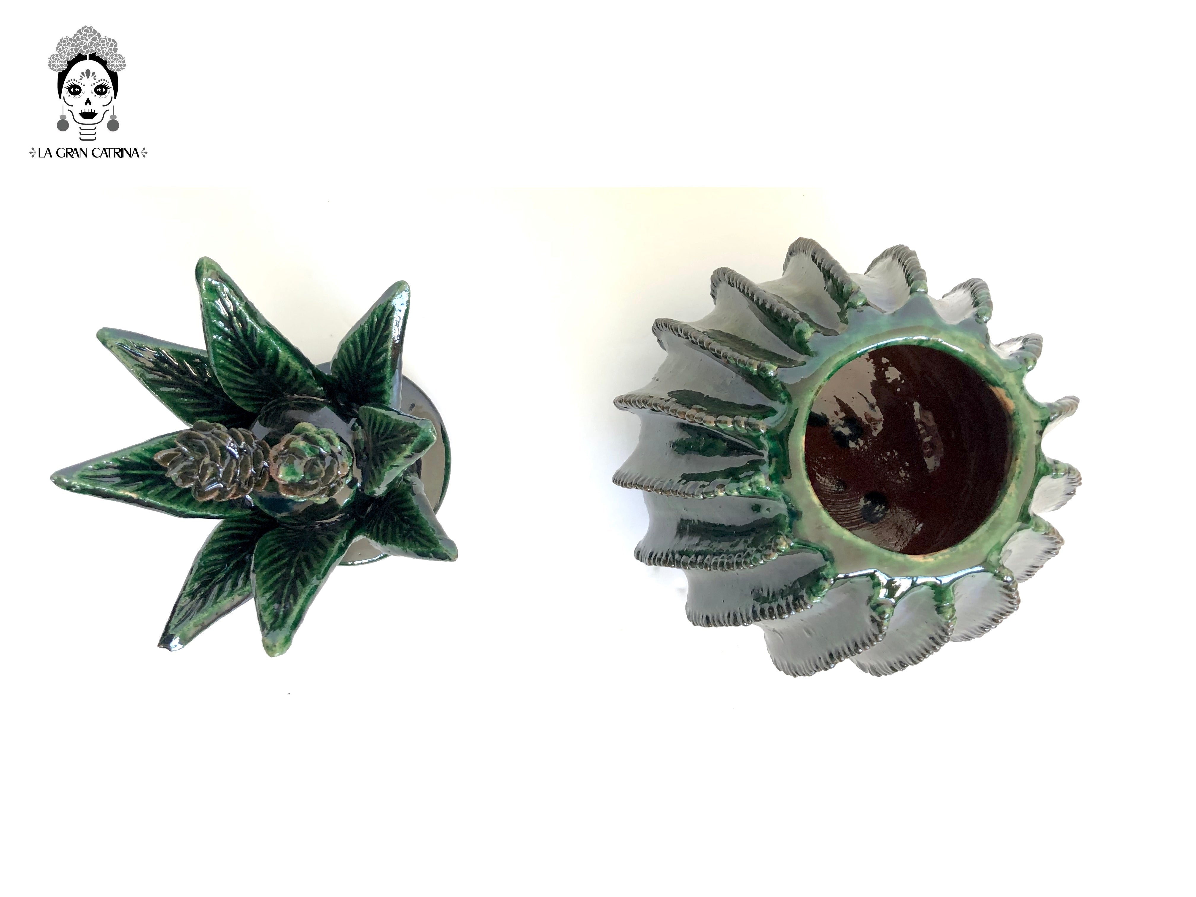 Michoacán Clay Pineapple - Green Barrel Cactus - 13 in. - Made to Order Juan Gtz