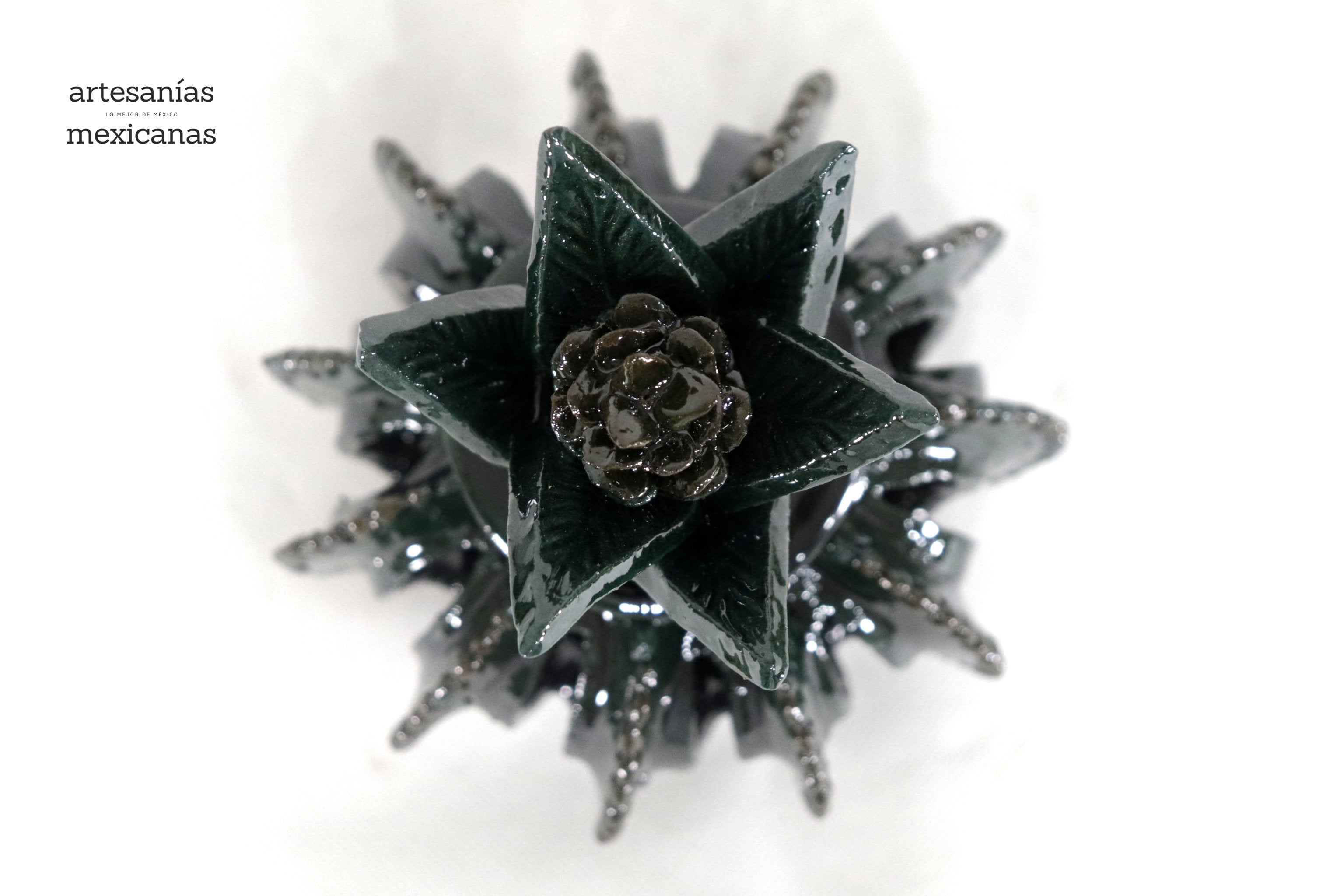 Michoacán Clay Pineapple - Green small barrel cactus openwork - 7.7 in. - Made to Order Juan Gtz