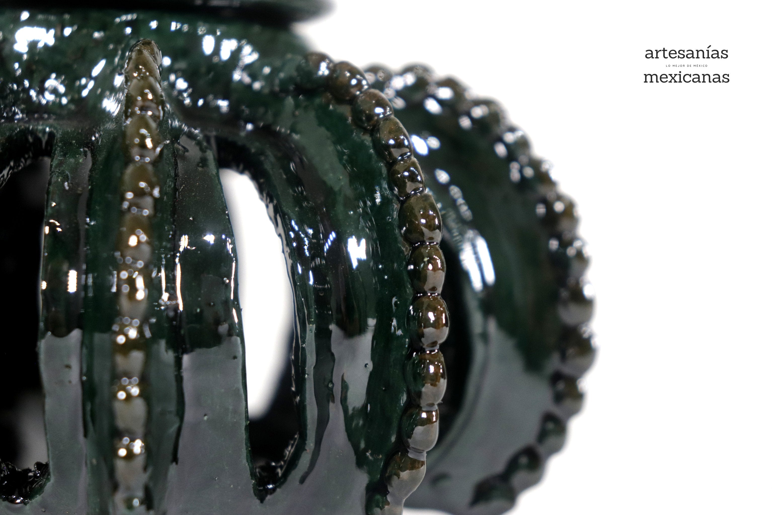 Michoacán Clay Pineapple - Green small barrel cactus openwork - 7.7 in. - Made to Order Juan Gtz
