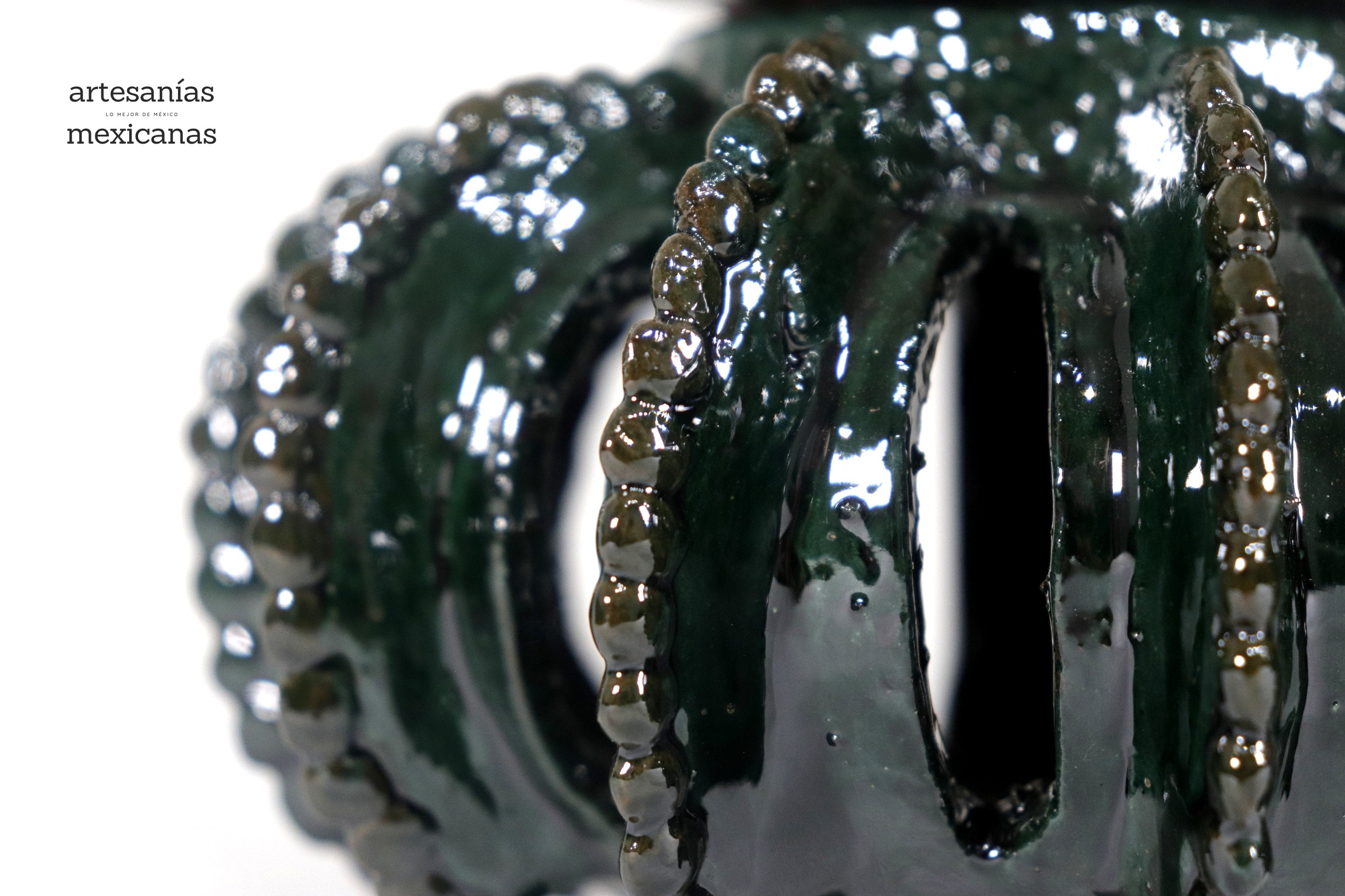 Michoacán Clay Pineapple - Green small barrel cactus openwork - 7.7 in. - Made to Order Juan Gtz