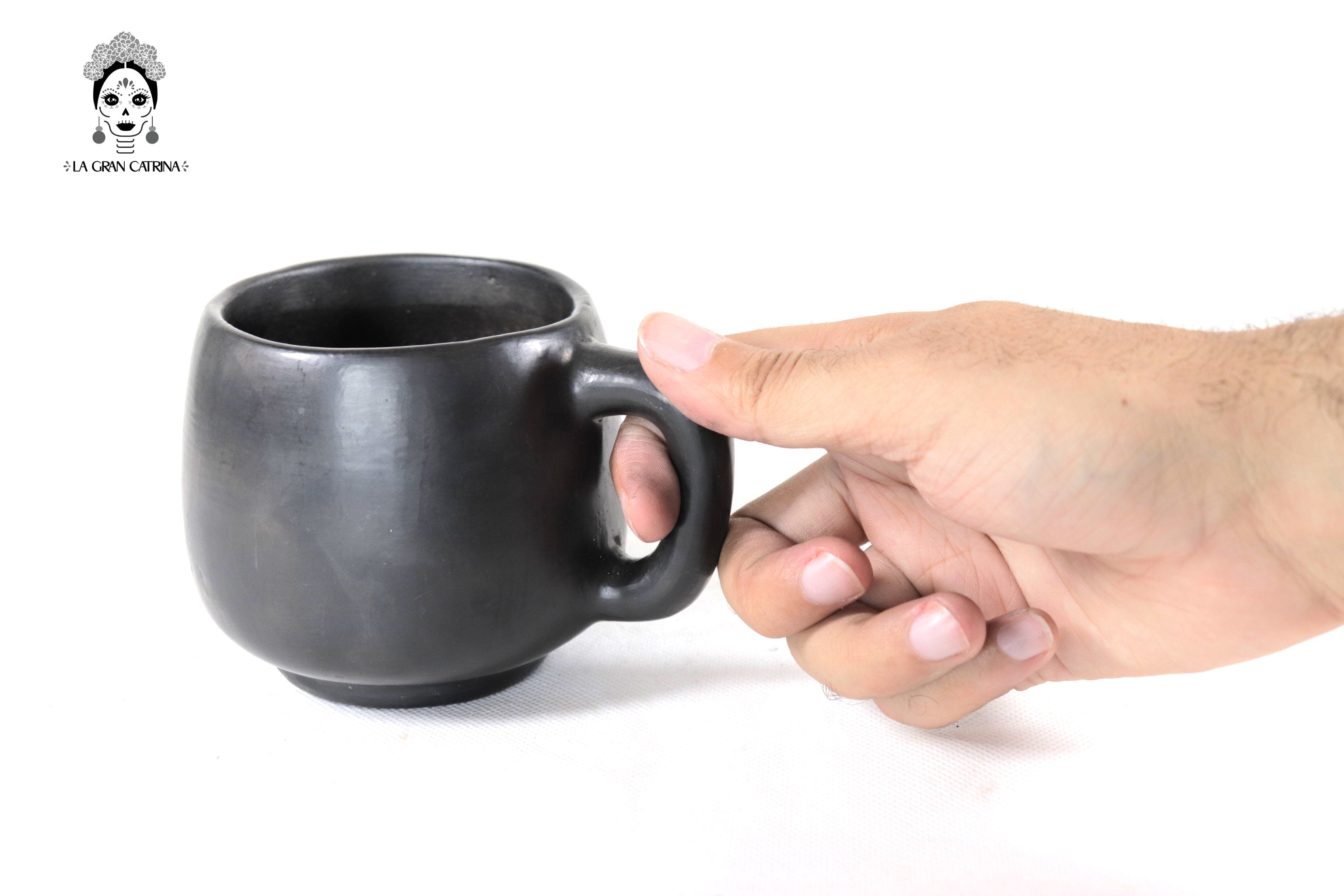 Cups Handcrafted Black Clay - Wholesale 10+ Pieces or More. 3.5 in. Tere Oax