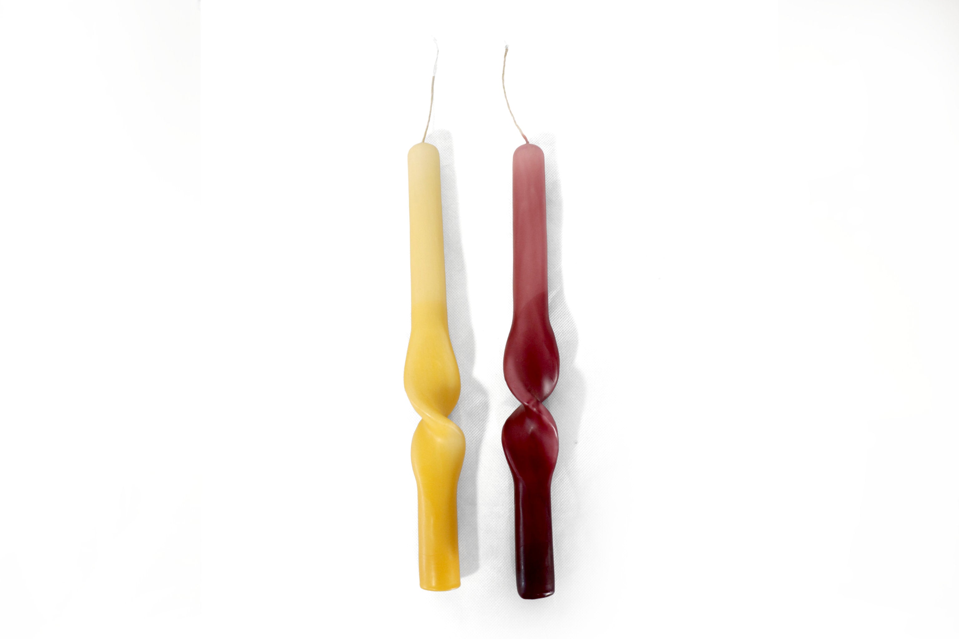 Twisted Candles Yellow and Burgundy - 11.8 in. Viviana