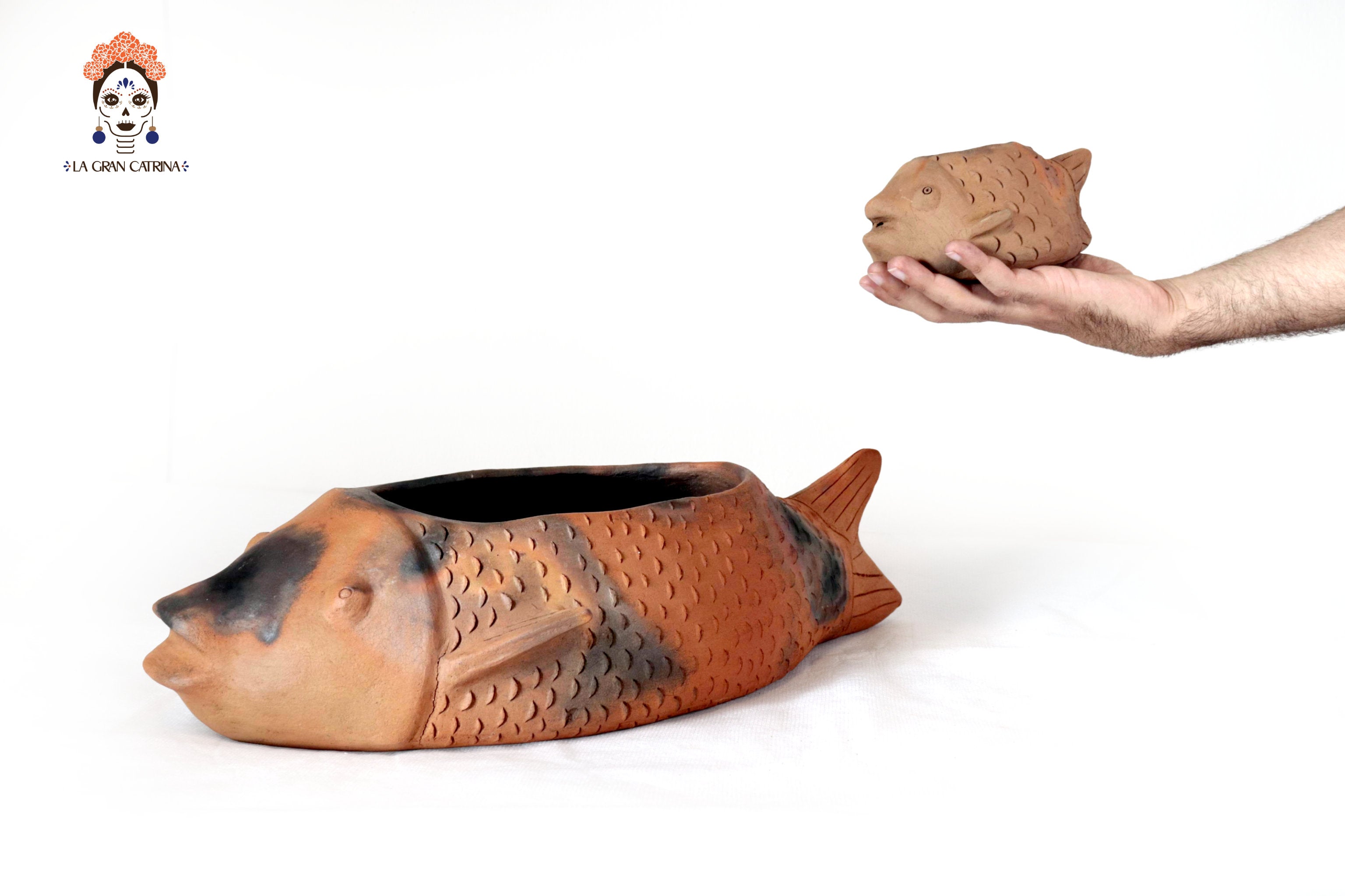 Tower of Fish of Natural Clay - 30.7 in. Zipiajo