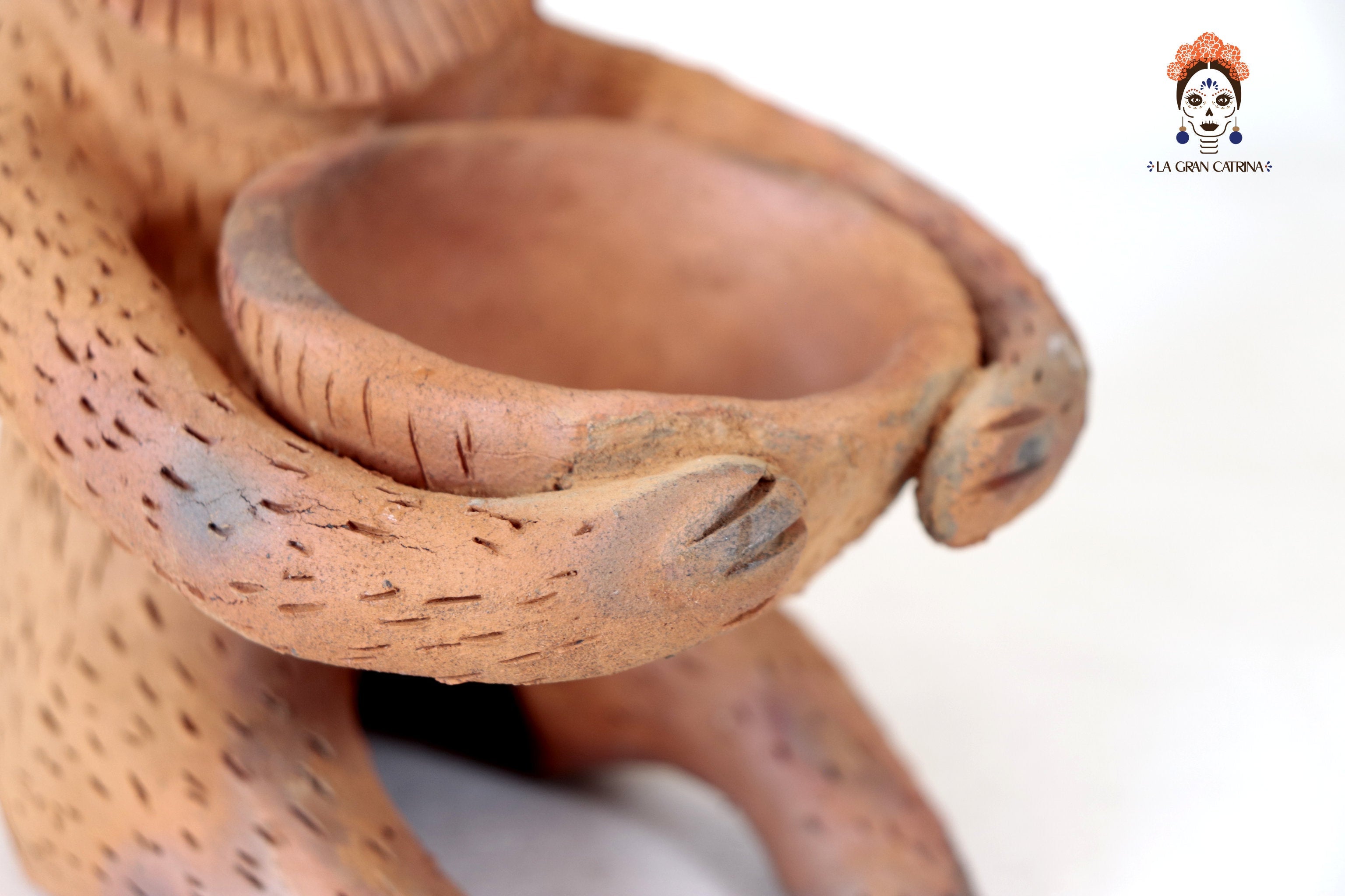 Seed-Holding Fox with Bowl of Natural Clay - 9.6 in. Zipiajo