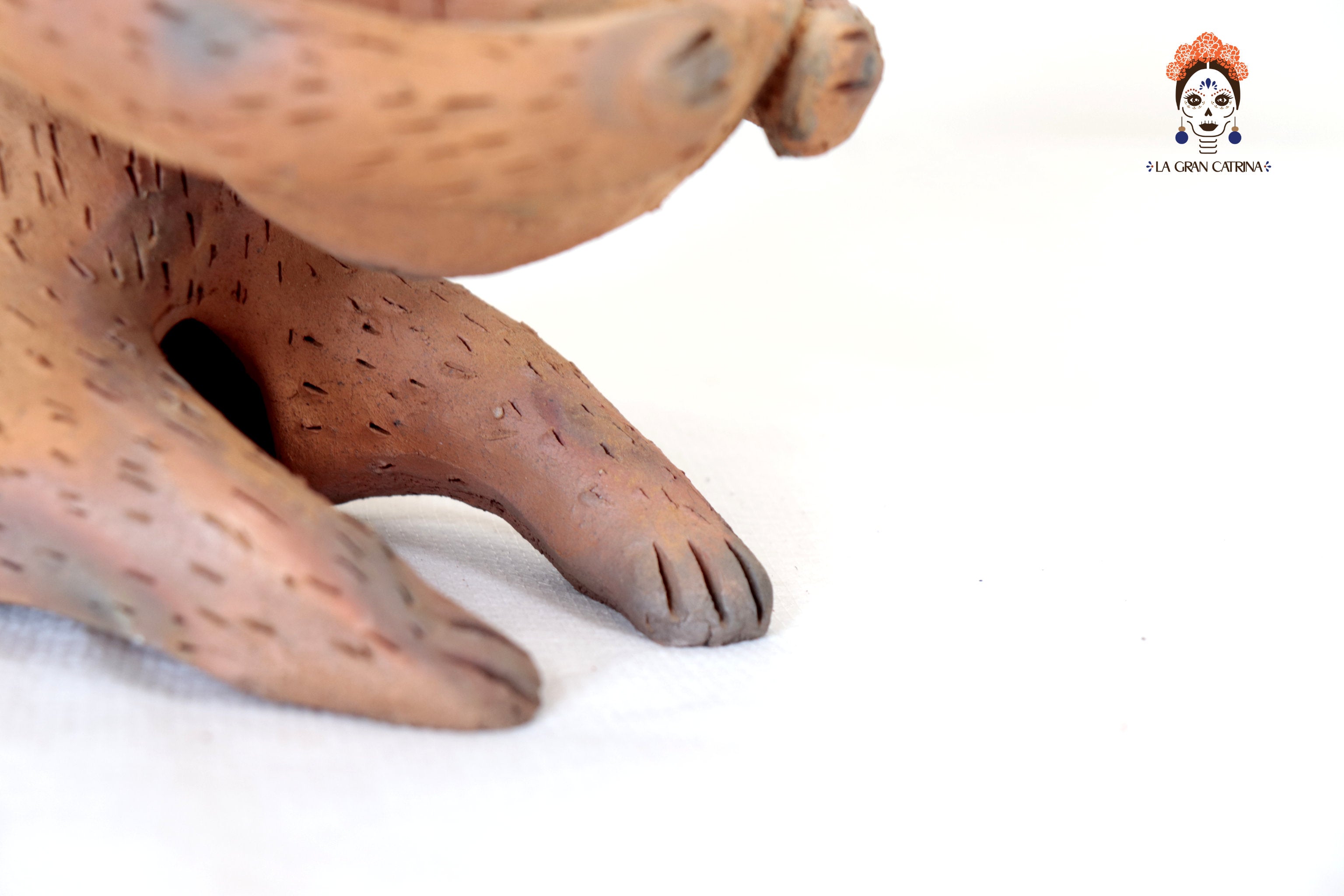Seed-Holding Fox with Bowl of Natural Clay - 9.6 in. Zipiajo