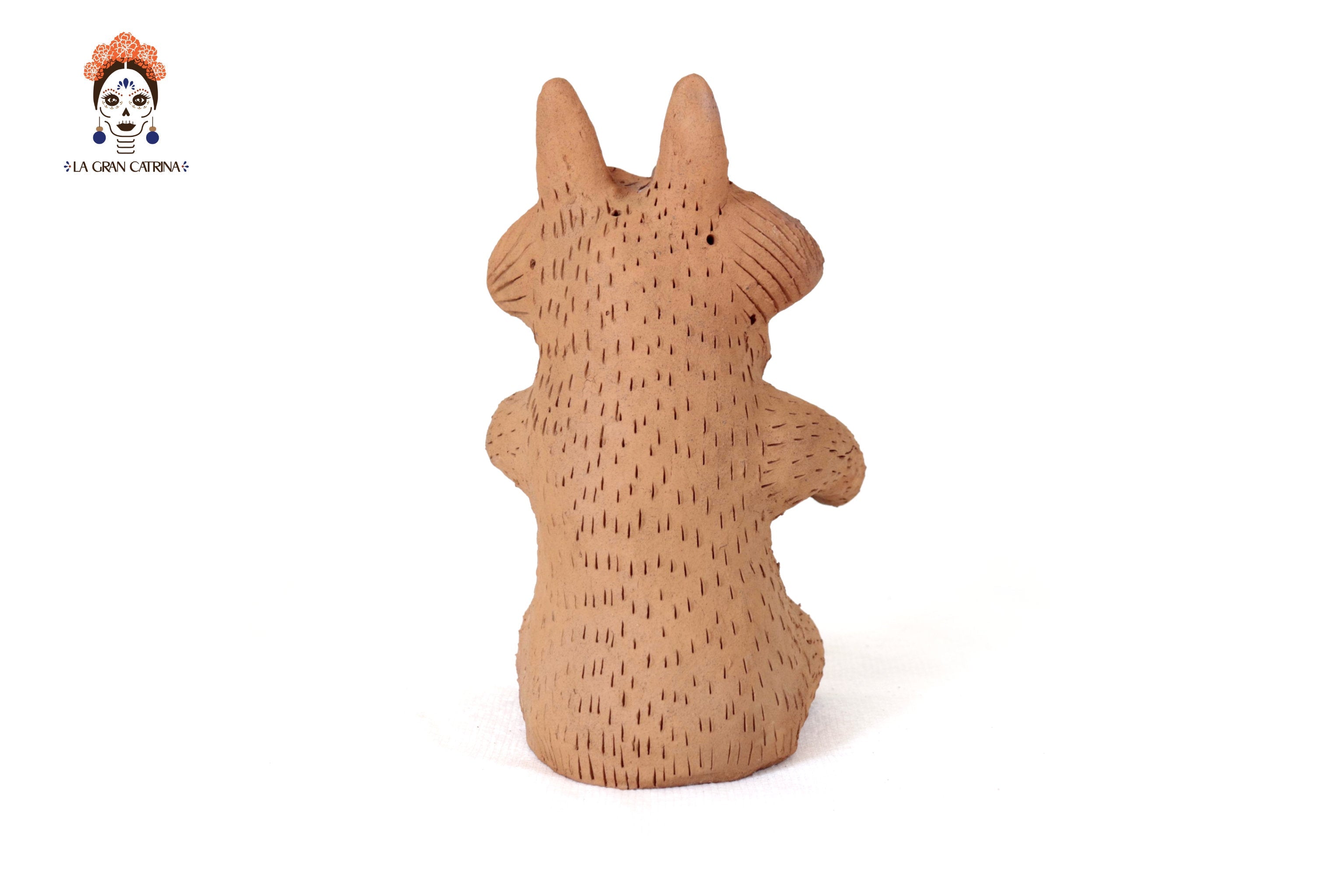 Seed-Holding Fox with Bowl of Natural Clay - 9.6 in. Zipiajo