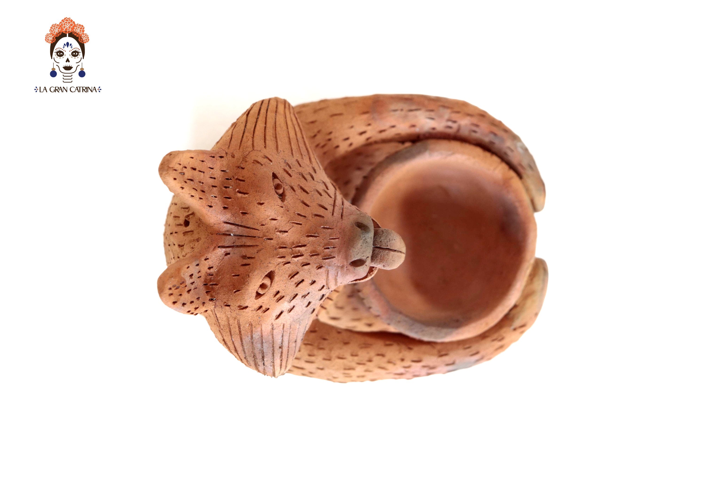 Seed-Holding Fox with Bowl of Natural Clay - 9.6 in. Zipiajo