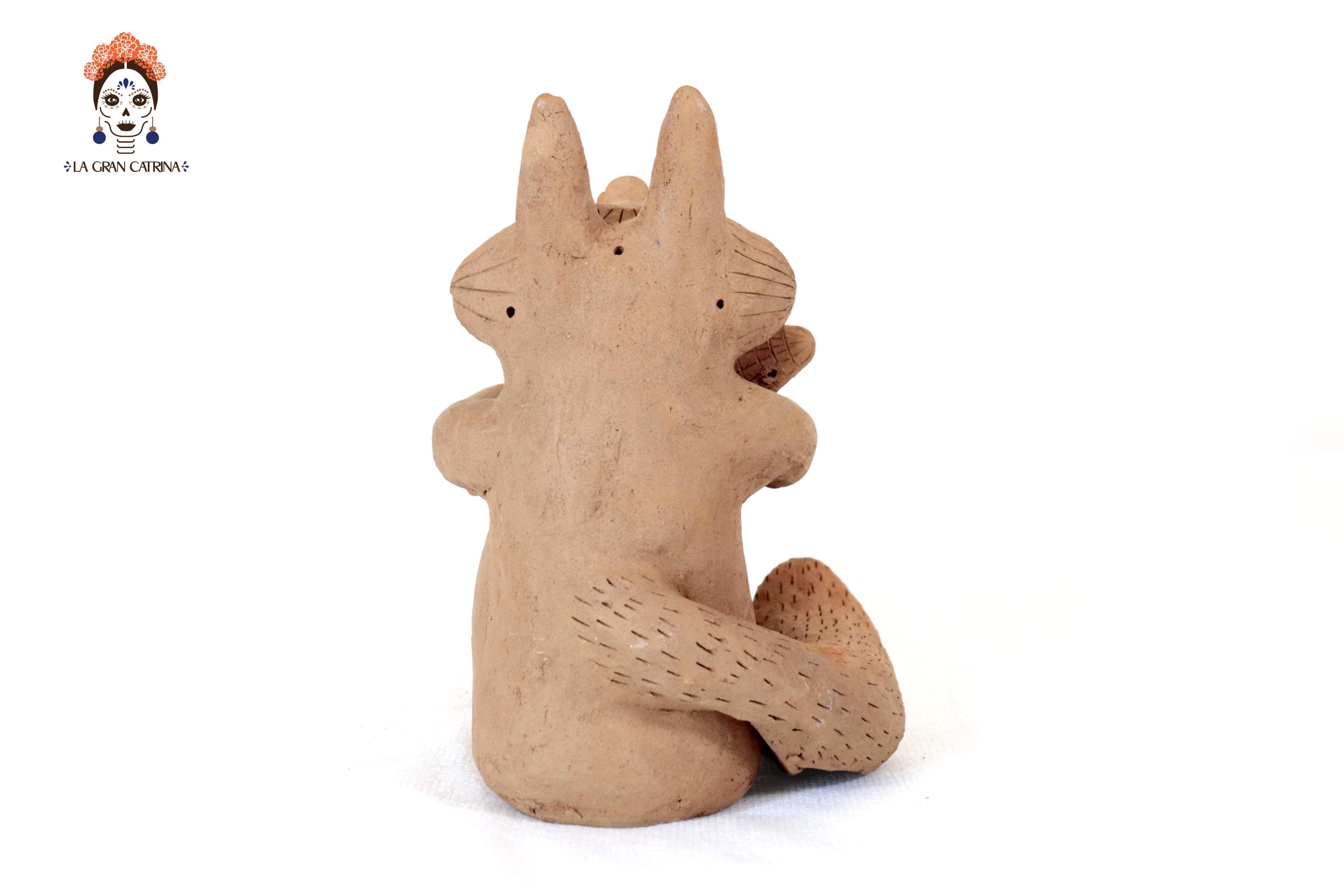 Seed-Holding Fox with Corncob of Natural Clay - 9 in. Zipiajo