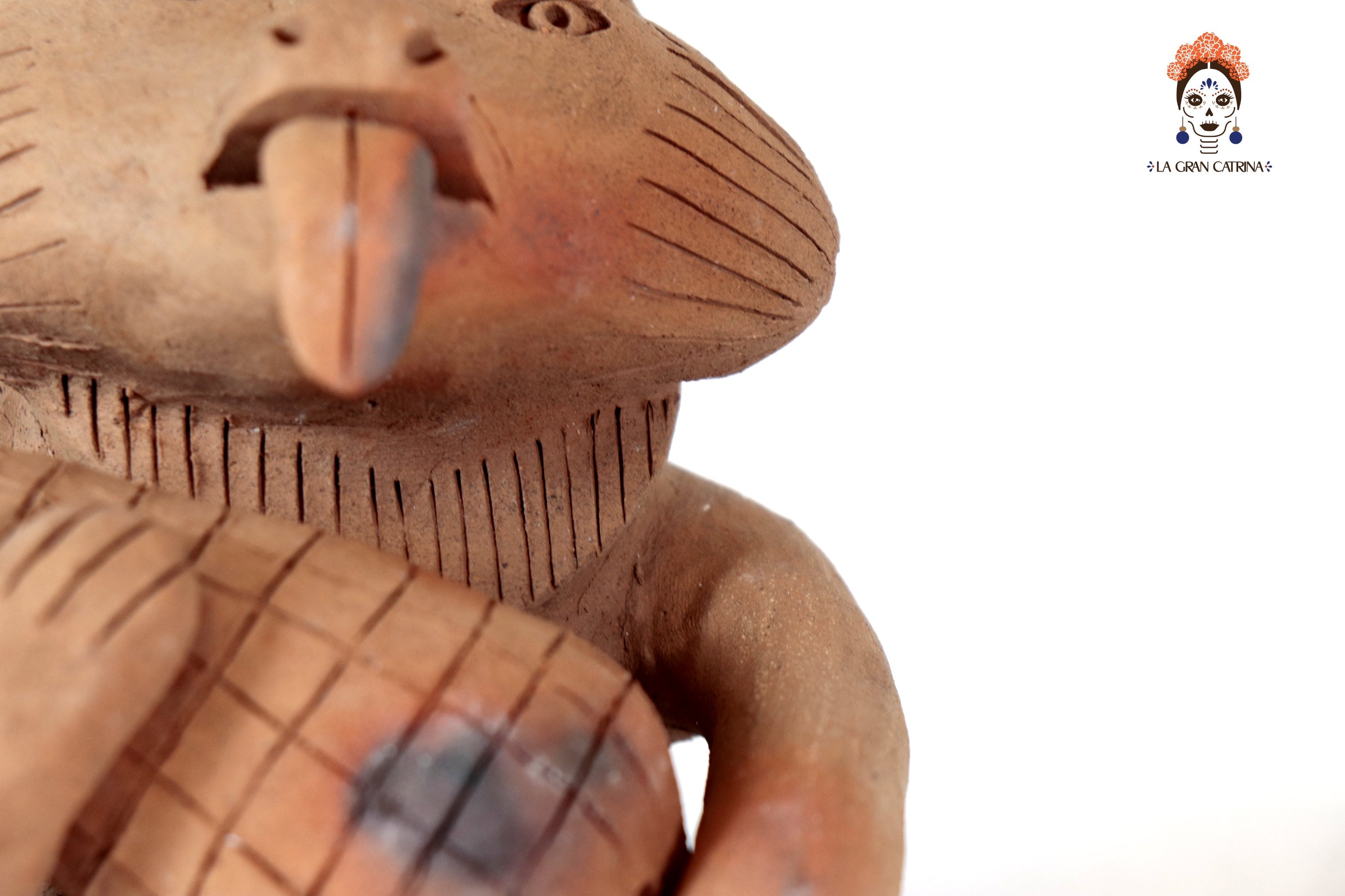 Seed-Holding Fox with Corncob of Natural Clay - 9 in. Zipiajo