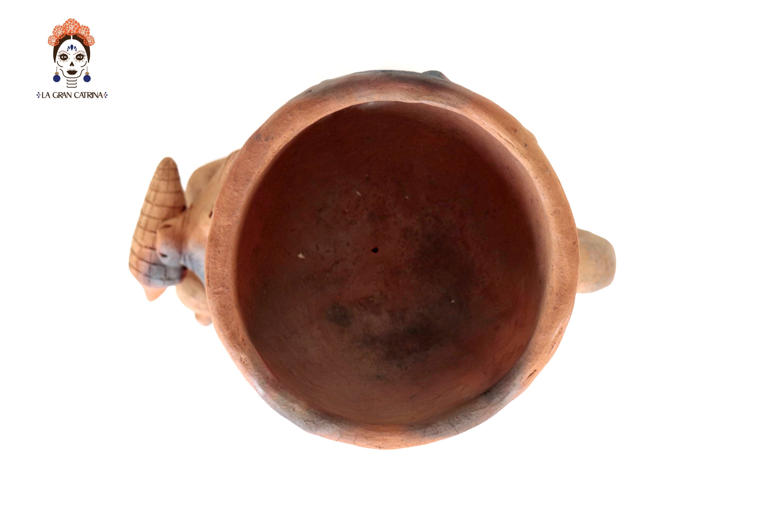 Seed-Holding Fox Copal Burner of Natural Clay - 9.4 in. Zipiajo