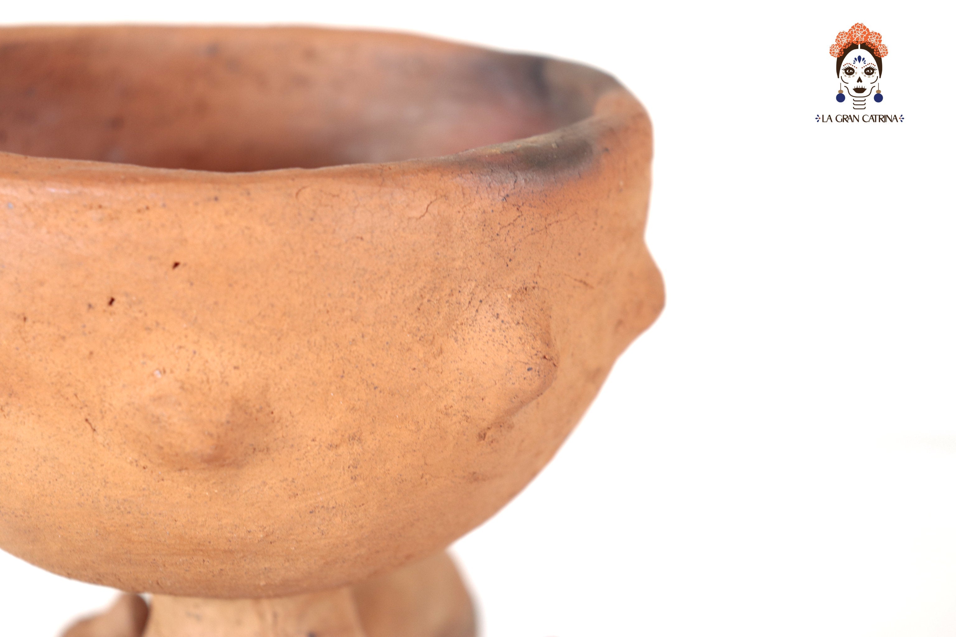 Seed-Holding Fox Copal Burner of Natural Clay - 9.4 in. Zipiajo