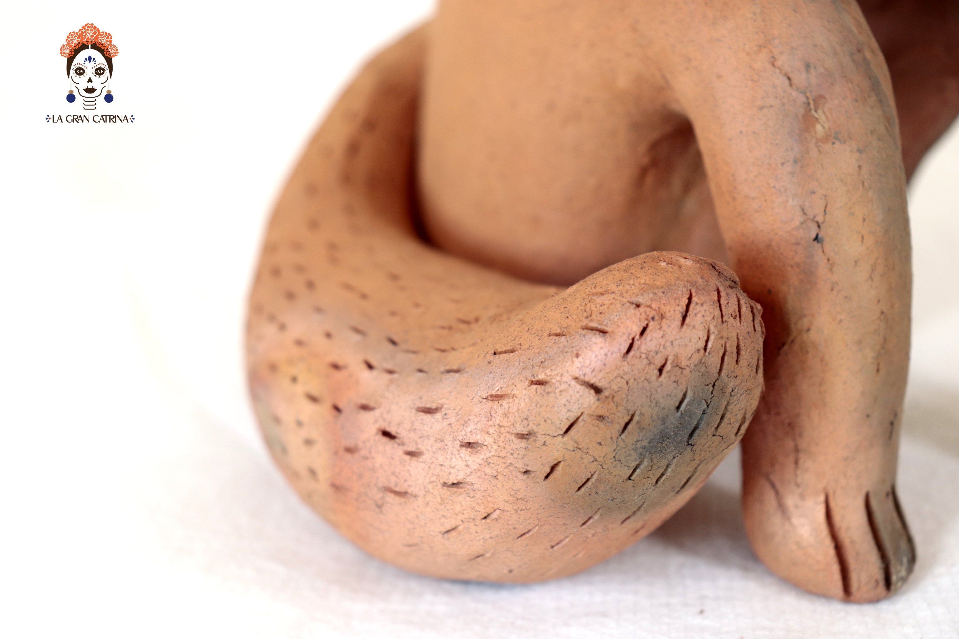 Seed-Holding Fox Candleholder of Natural Clay - 9.8 in. Zipiajo
