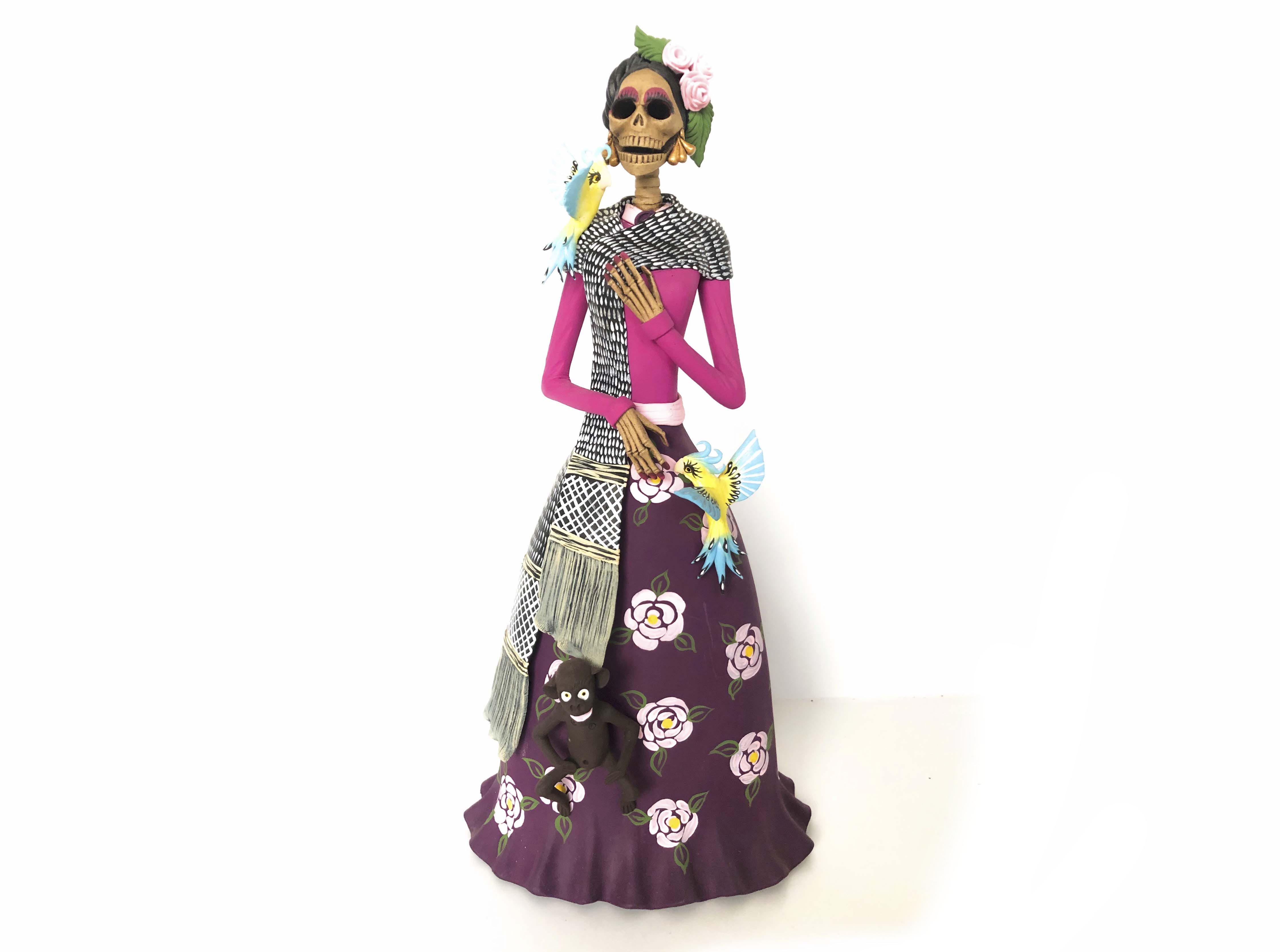 Catrina of Frida Kahlo - Loros and Chango - 14 in. Adan
