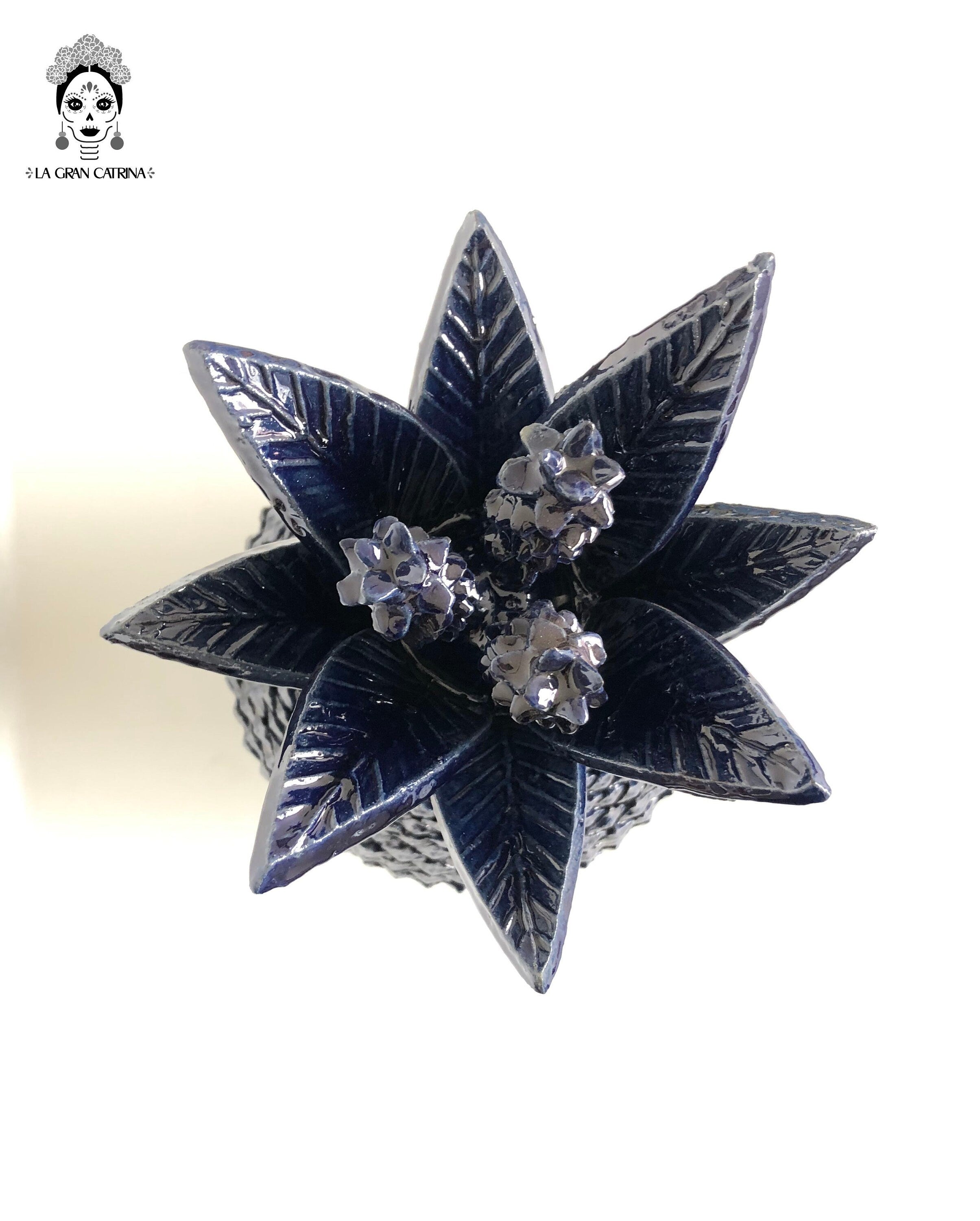 Michoacán Clay Pineapple - Ladrillo blue - 20 in. - in. Production Juan Gtz