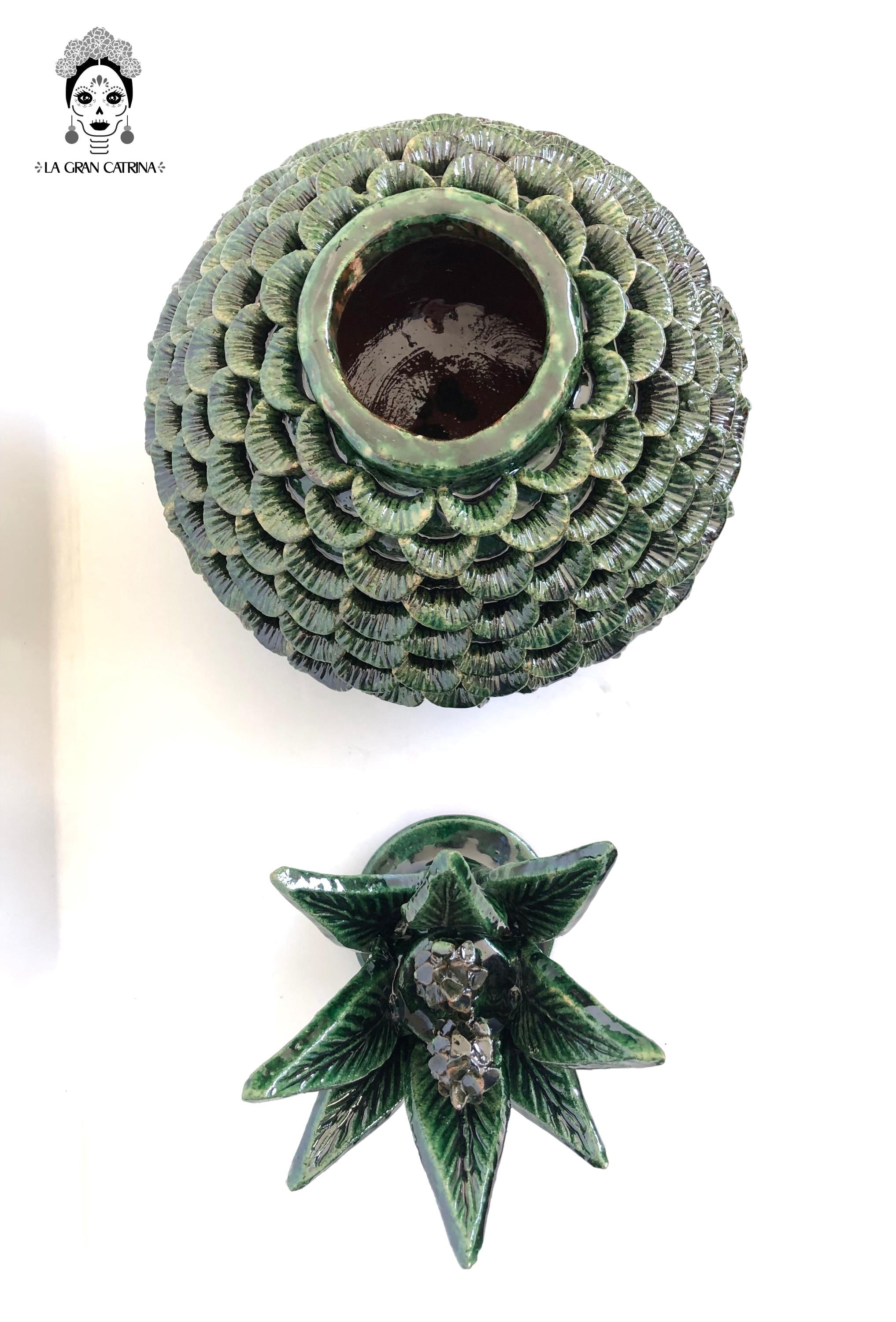 Michoacán Clay Pineapple - Petals Green - 13 in. Juan Gtz