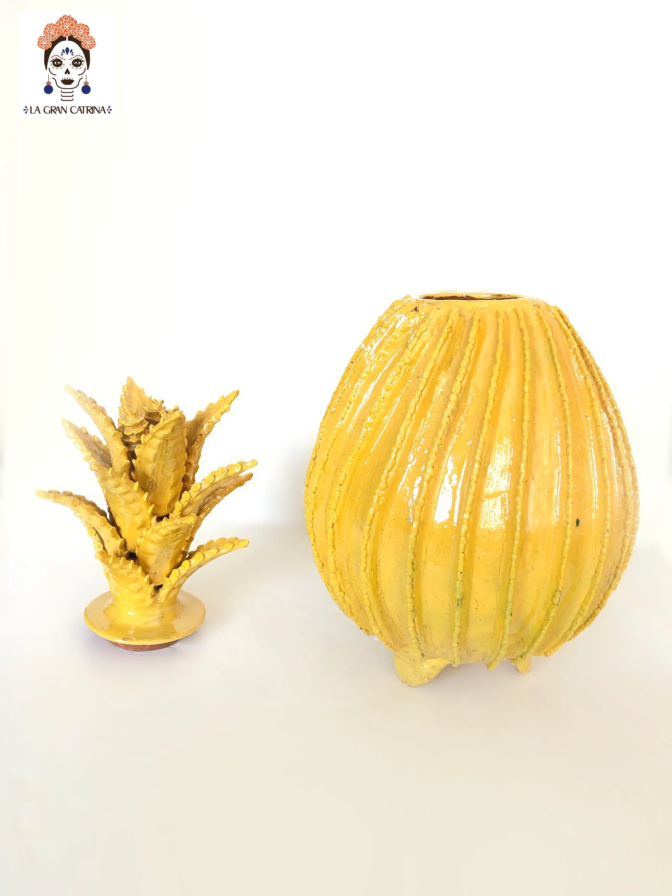 Michoacán Clay Pineapple - Yellow barrel cactus - 26 in. - Made to Order Juan Gtz