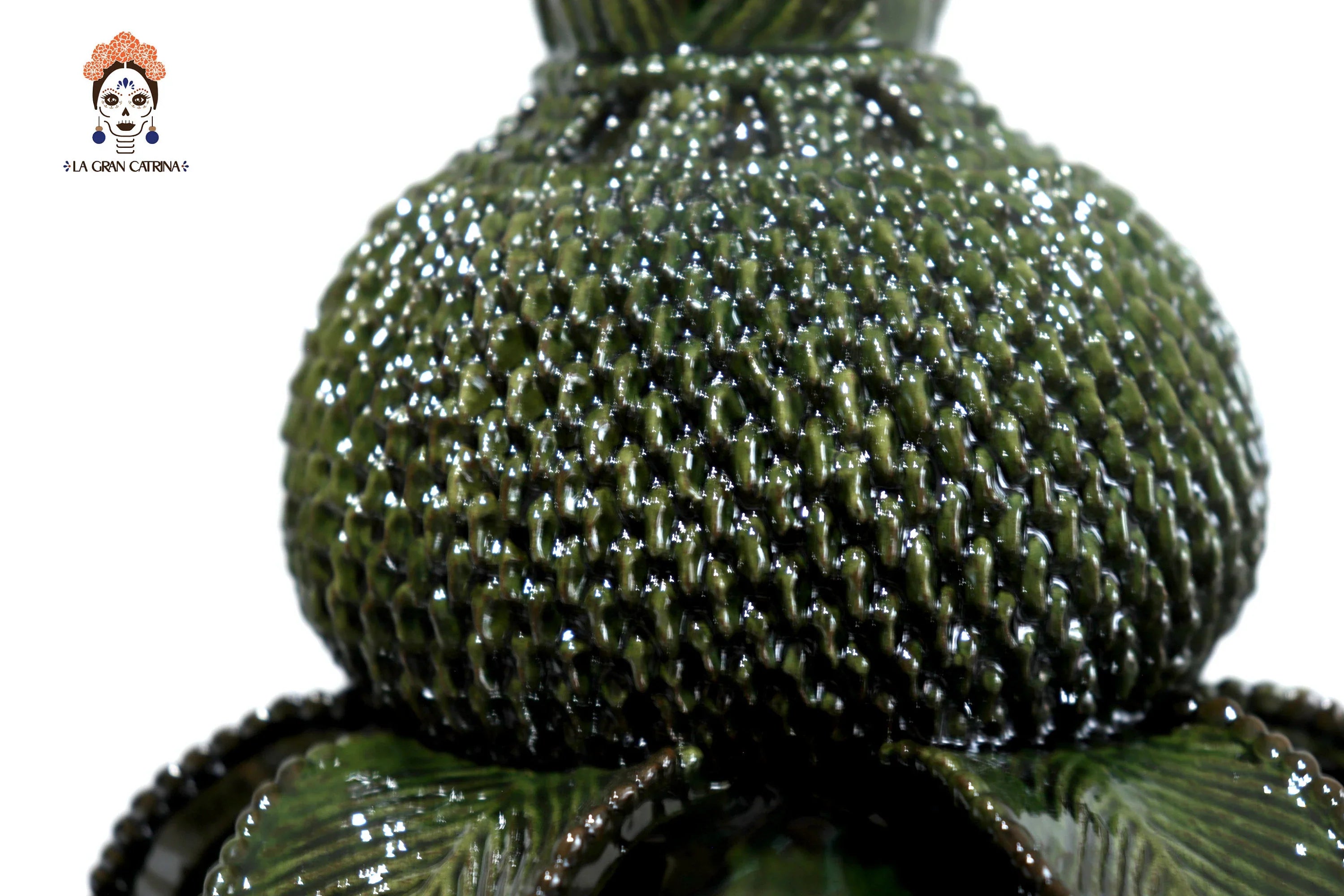 Ponchera green vidriada with jarritos Clay - 20 in. Viejitos SJG