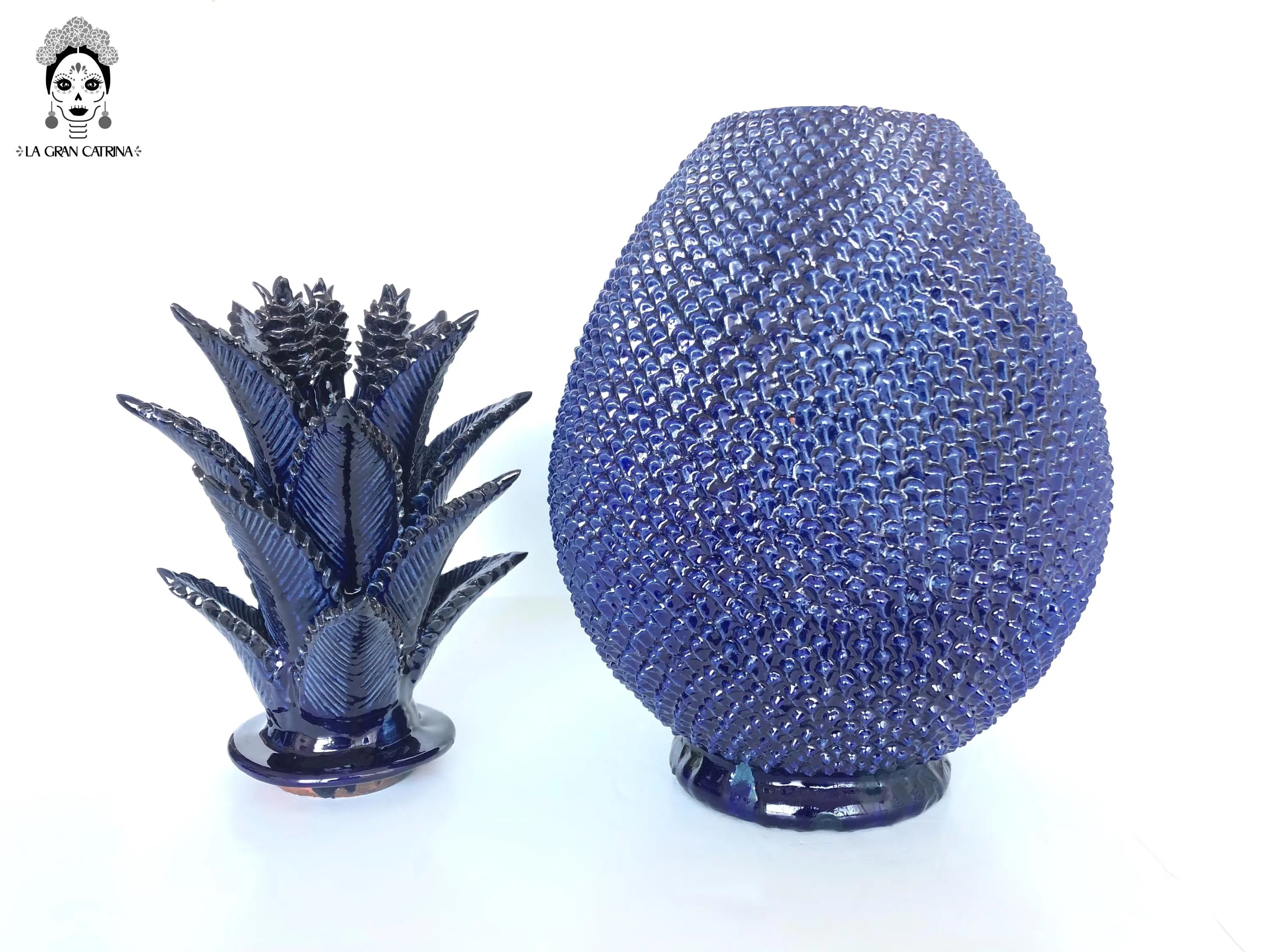 Michoacán Clay Pineapple - 26 in. - Dotted blue Juan Gtz