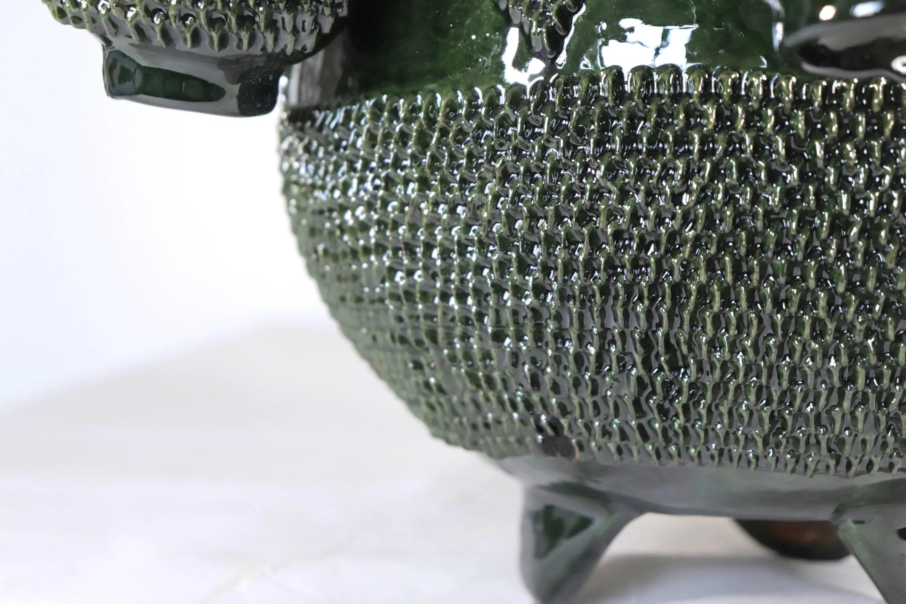 Ponchera of tejido green with jarritos Clay - 14.9 in. Viejitos SJG