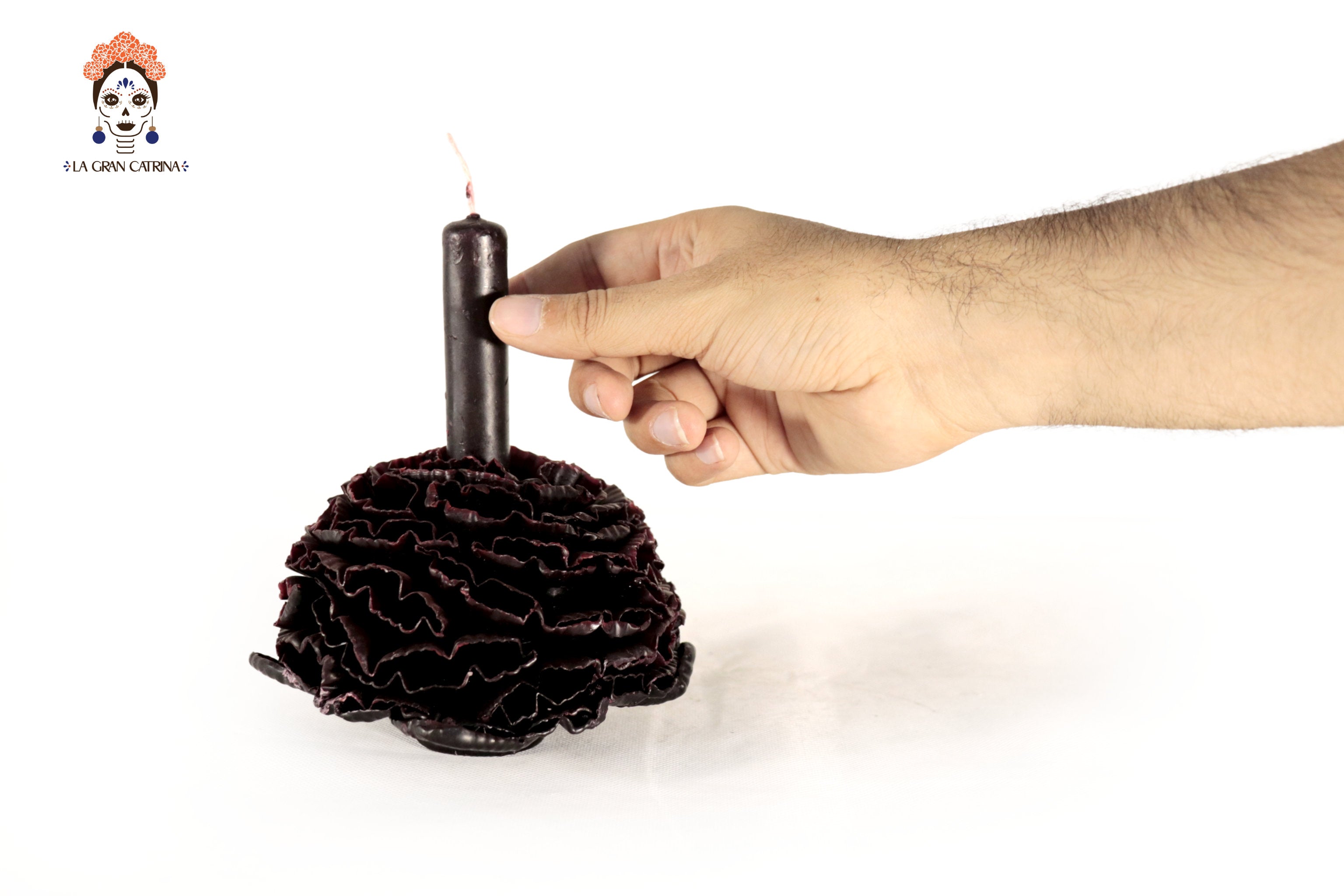 Sculpted Candle - Petals Burgundy - 6.6 in. Viviana