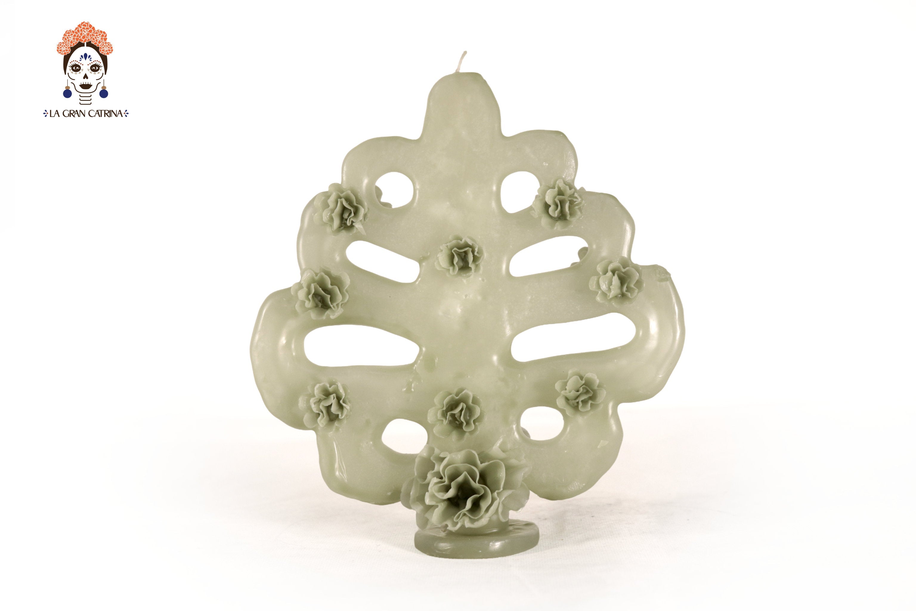 Sculpted Candle - Tree Life Green - 7 in. Viviana