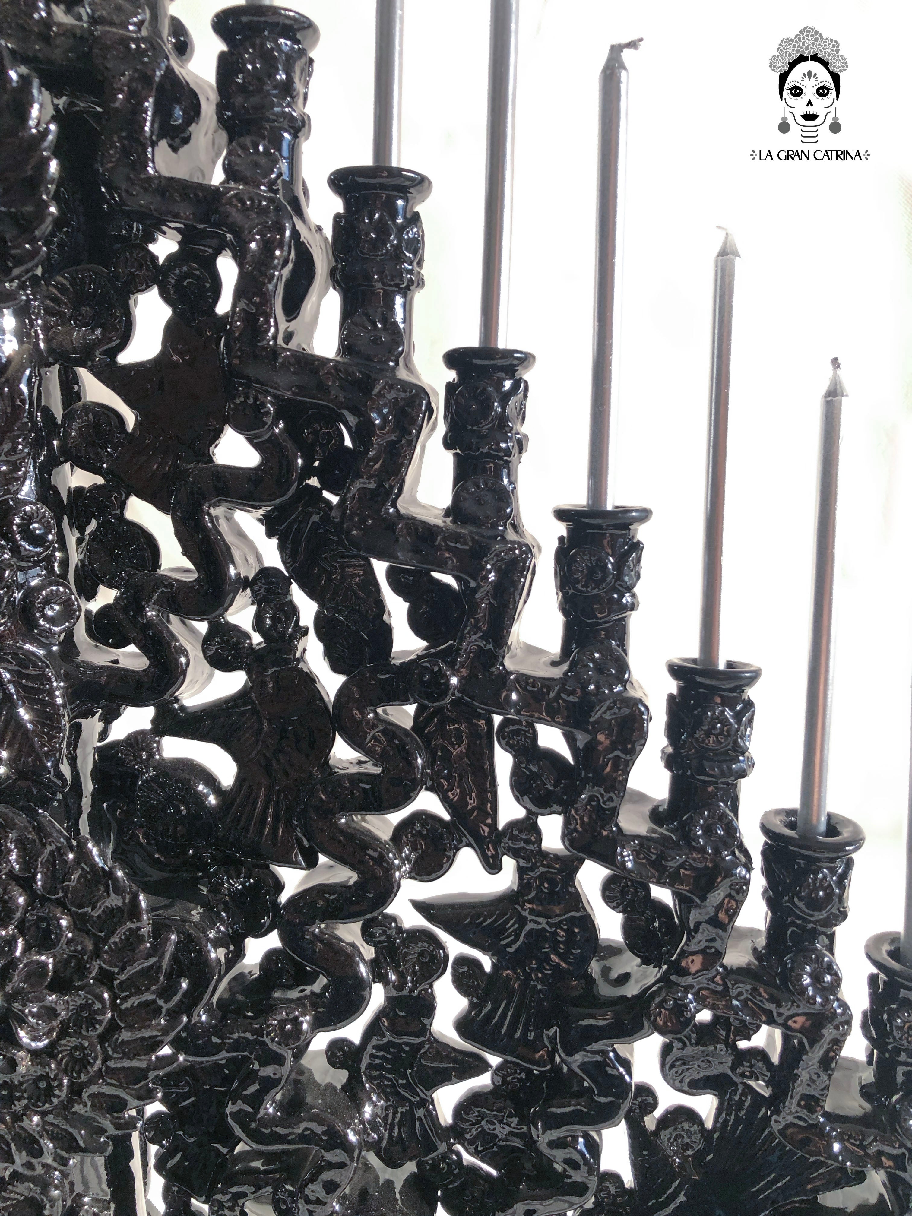 Candleholder black of 25-Candle - Glazed Clay - 25 in. - in. Production Tereri