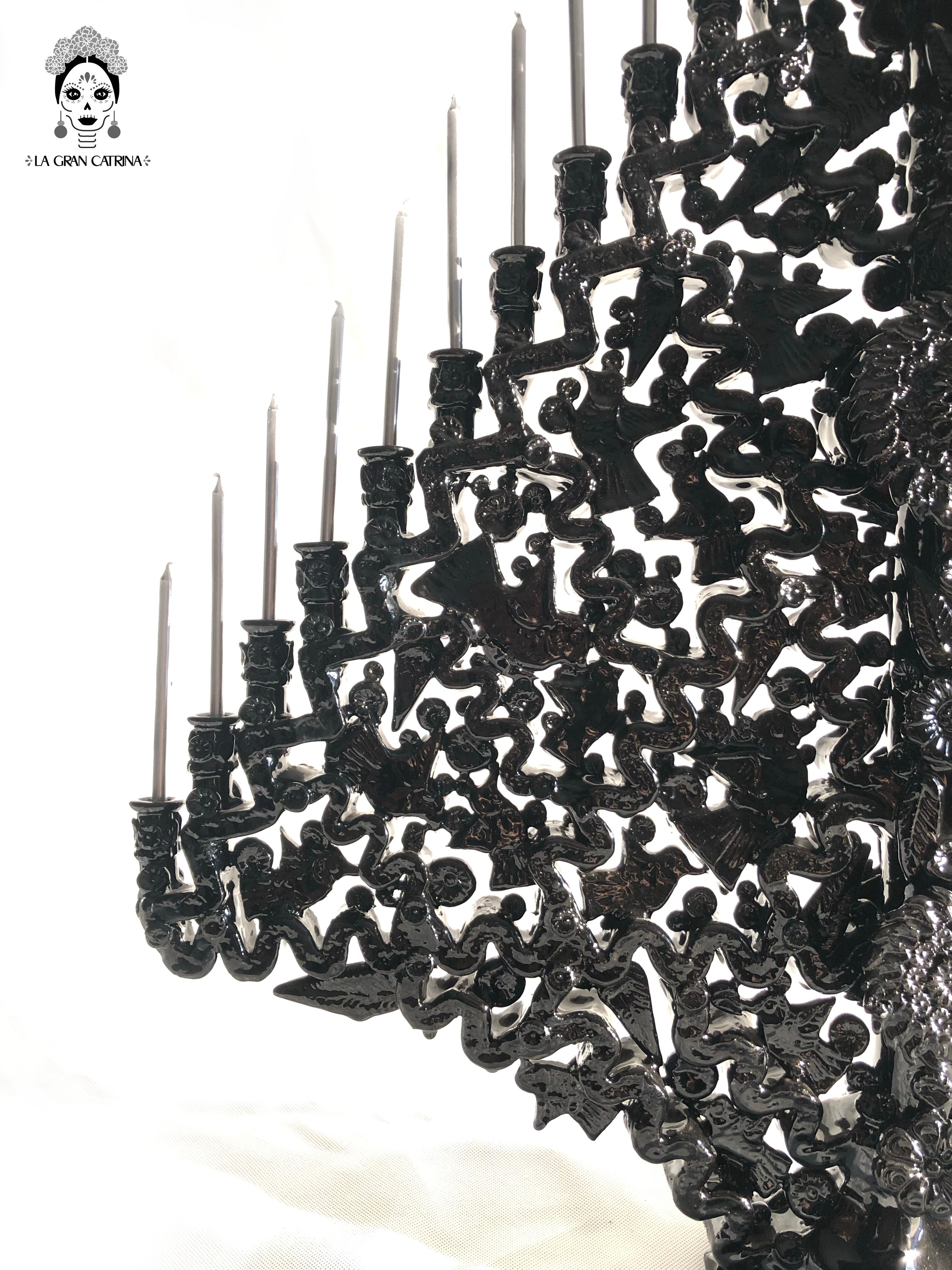 Candleholder black of 25-Candle - Glazed Clay - 25 in. - in. Production Tereri
