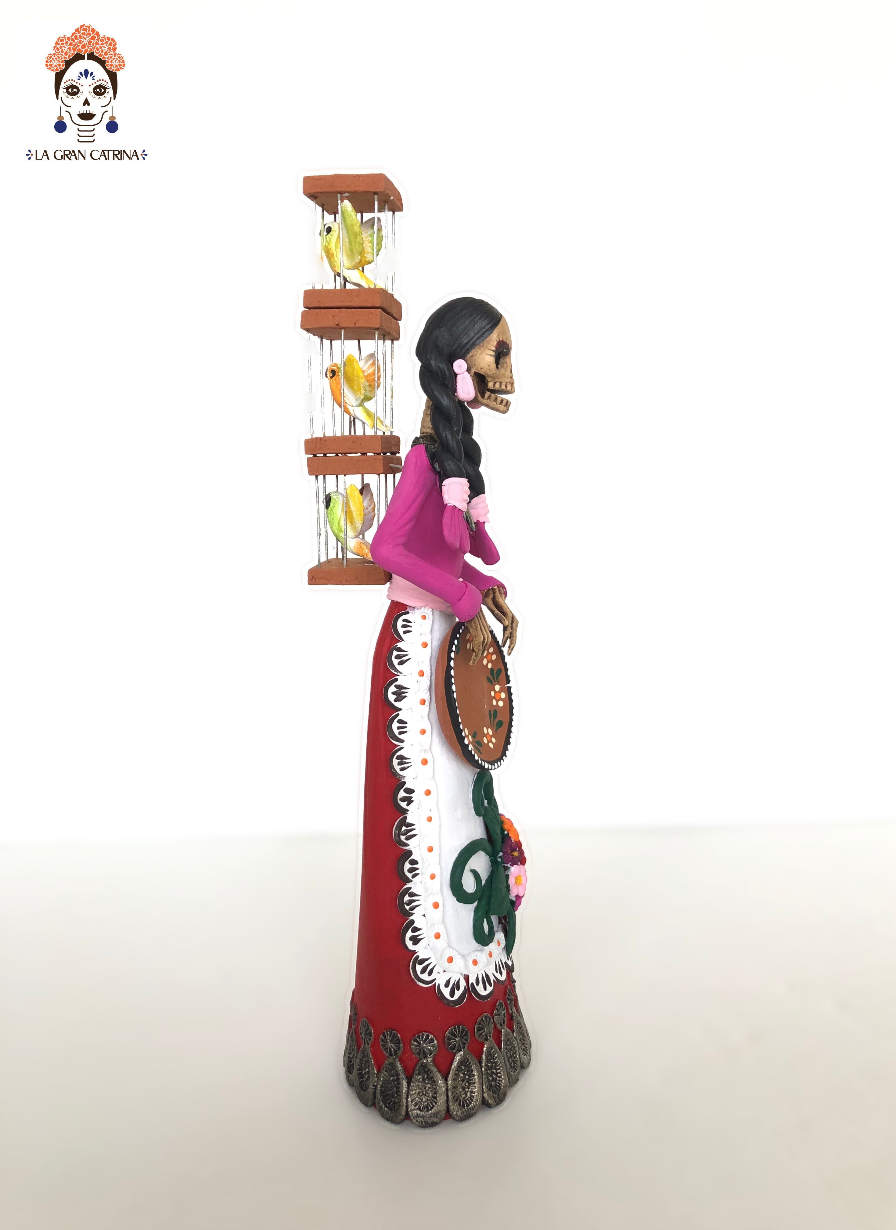 Catrina Pajarera - 12 in. - Vestido rosa and red - Made to Order Adan