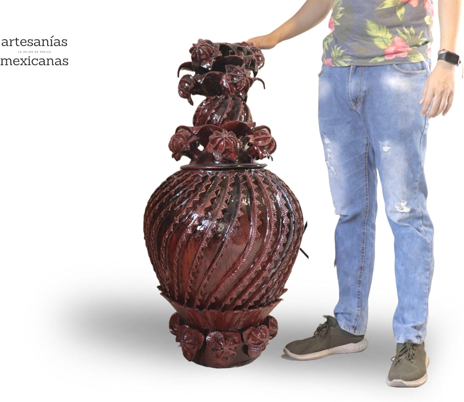 Michoacán Clay Pineapple - Flower Jamaica - 40 in. - Made to Order Chema SJG